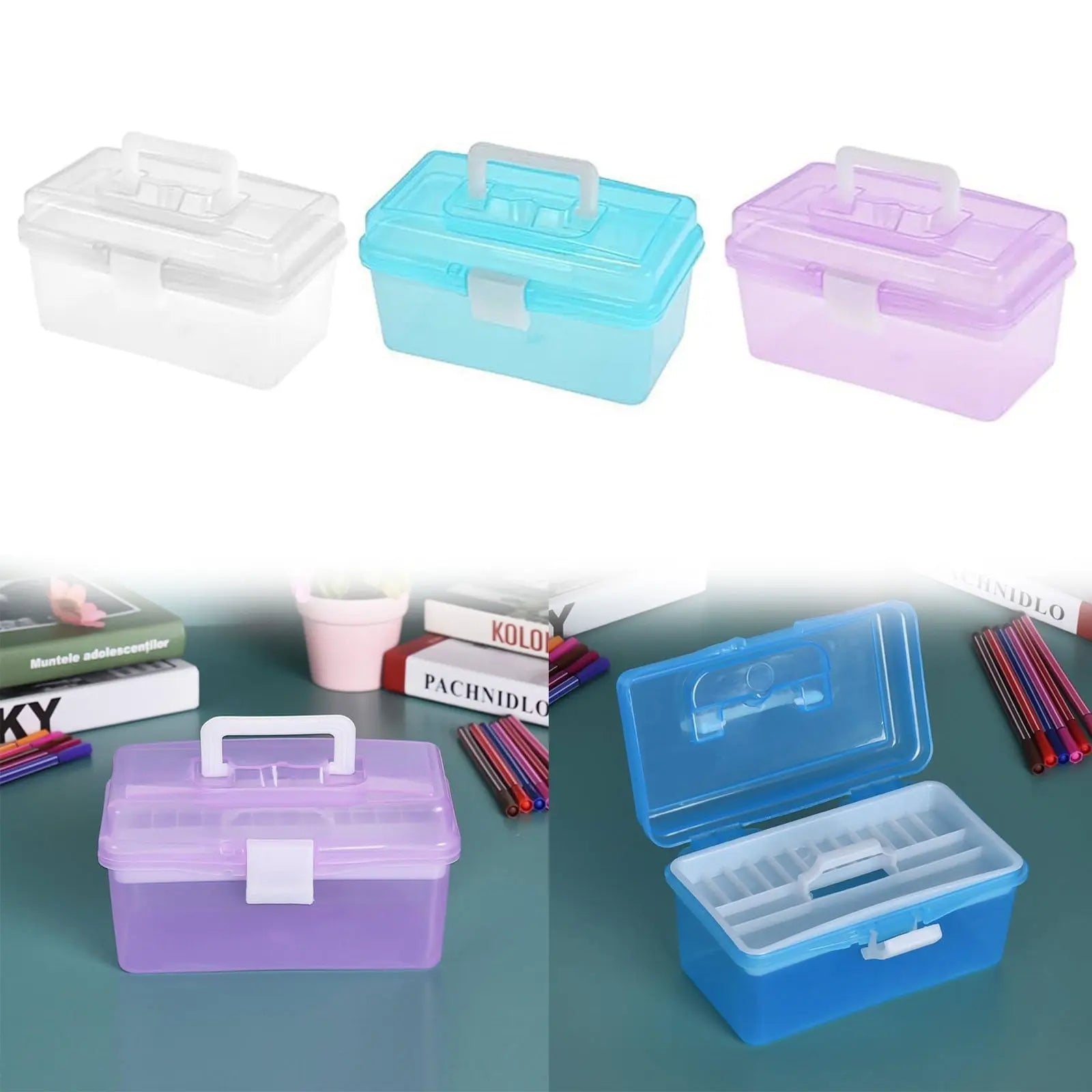 Home Box and Travel Storage Box, Plastic Kit Case Container Empty, Box with Lock Lid & Handle, Emergency Organizer for Family and Traveling, 9.1x4.7x3.7 7.87" x 4.72" x 4.13" White Wholesale Hub
