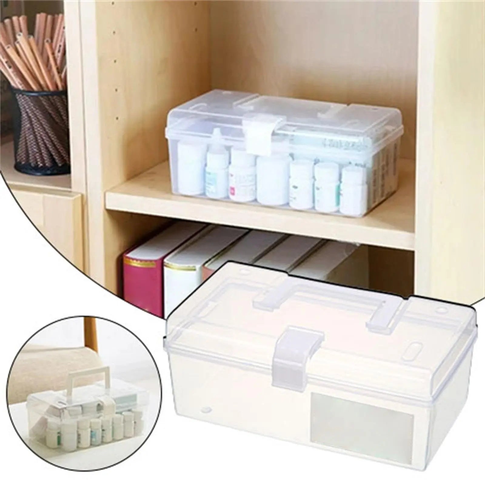 Home Box and Travel Storage Box, Plastic Kit Case Container Empty, Box with Lock Lid & Handle, Emergency Organizer for Family and Traveling, 9.1x4.7x3.7 9.1" x 4.7" x 3.7" White Wholesale Hub