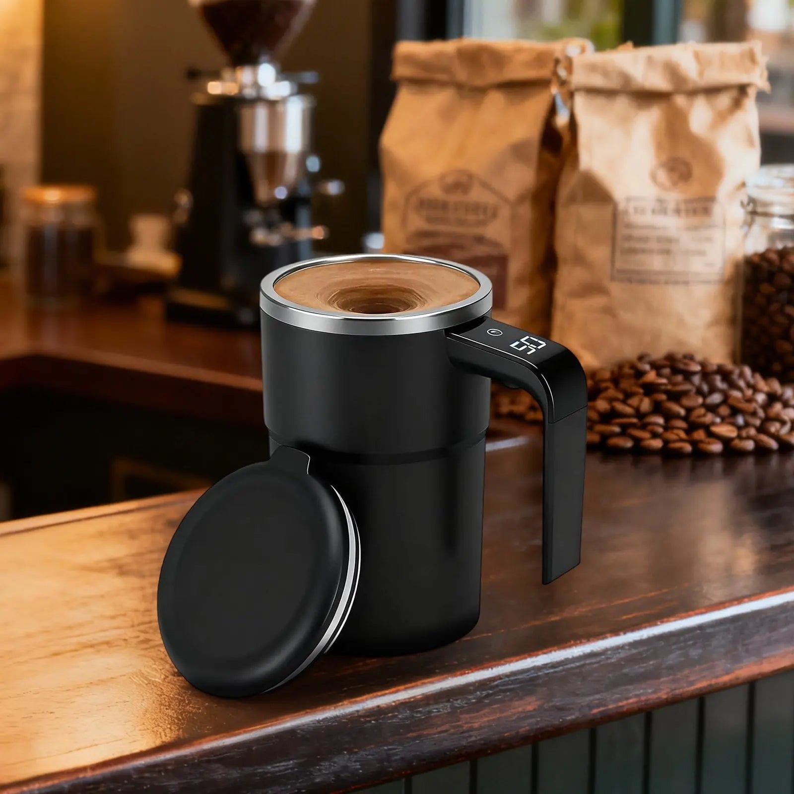 Self-Stirring Magnetic Coffee Mug with Temperature Display,Automatic Mixing for Coffee Tea and Shakes,Food Grade 304 Stainless Steel Liner,Smart LCD Screen for Real-Time Heat Monitoring B Wholesale Hub