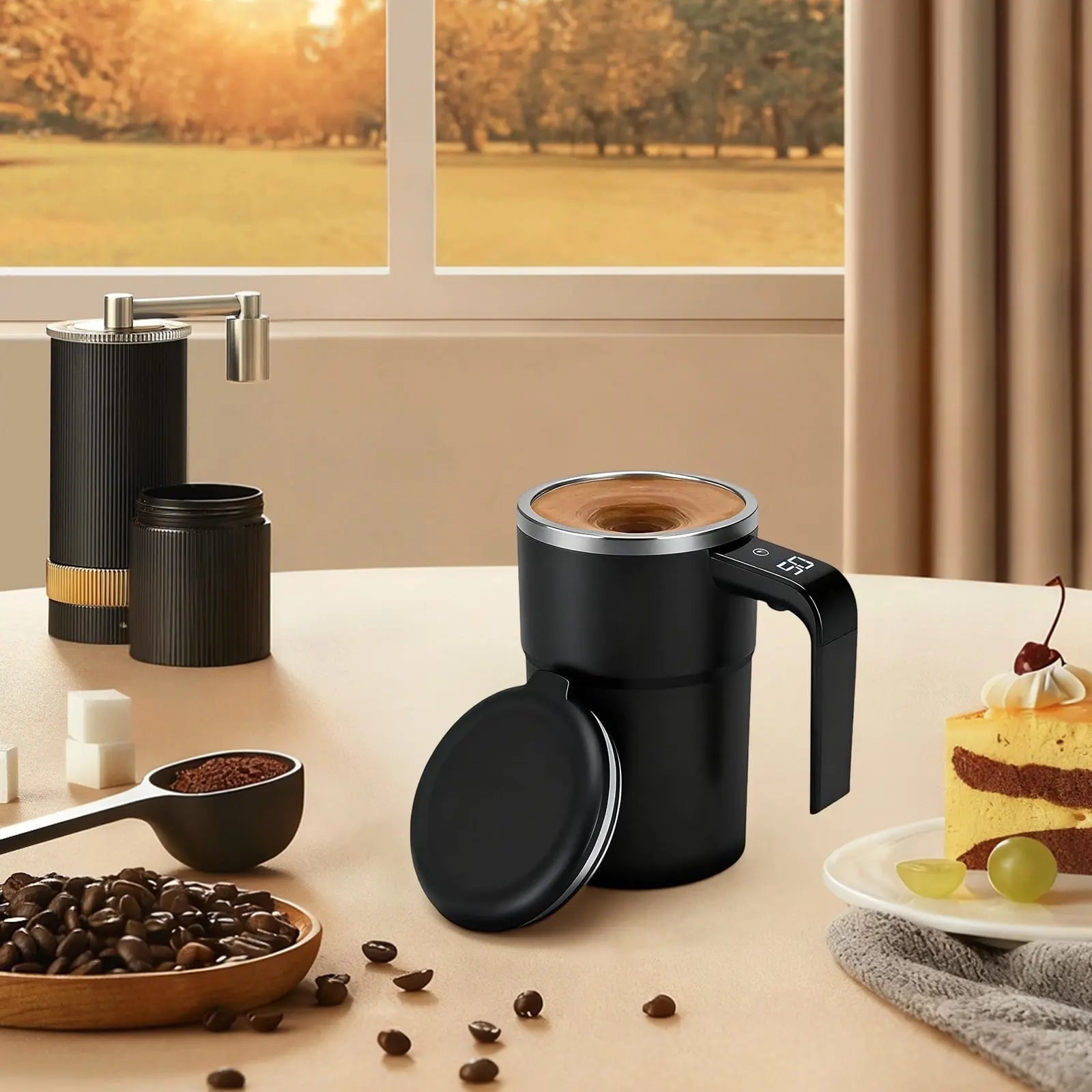 Self-Stirring Magnetic Coffee Mug with Temperature Display,Automatic Mixing for Coffee Tea and Shakes,Food Grade 304 Stainless Steel Liner,Smart LCD Screen for Real-Time Heat Monitoring B Wholesale Hub