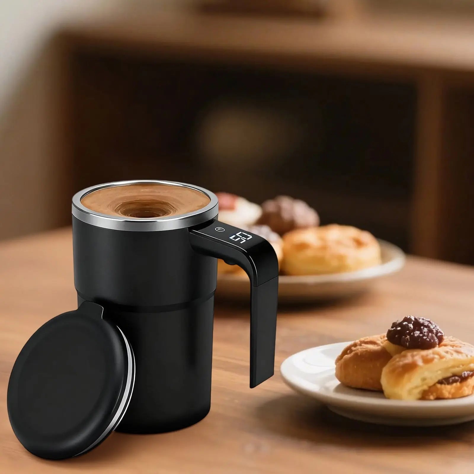 Self-Stirring Magnetic Coffee Mug with Temperature Display,Automatic Mixing for Coffee Tea and Shakes,Food Grade 304 Stainless Steel Liner,Smart LCD Screen for Real-Time Heat Monitoring B Wholesale Hub