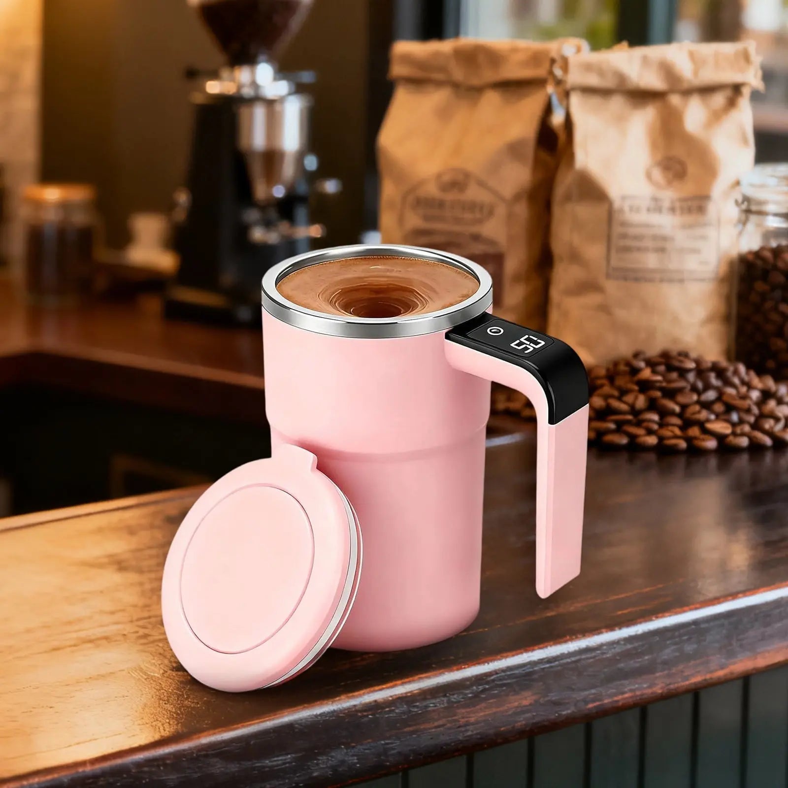 Self-Stirring Magnetic Coffee Mug with Temperature Display,Automatic Mixing for Coffee Tea and Shakes,Food Grade 304 Stainless Steel Liner,Smart LCD Screen for Real-Time Heat Monitoring C Wholesale Hub