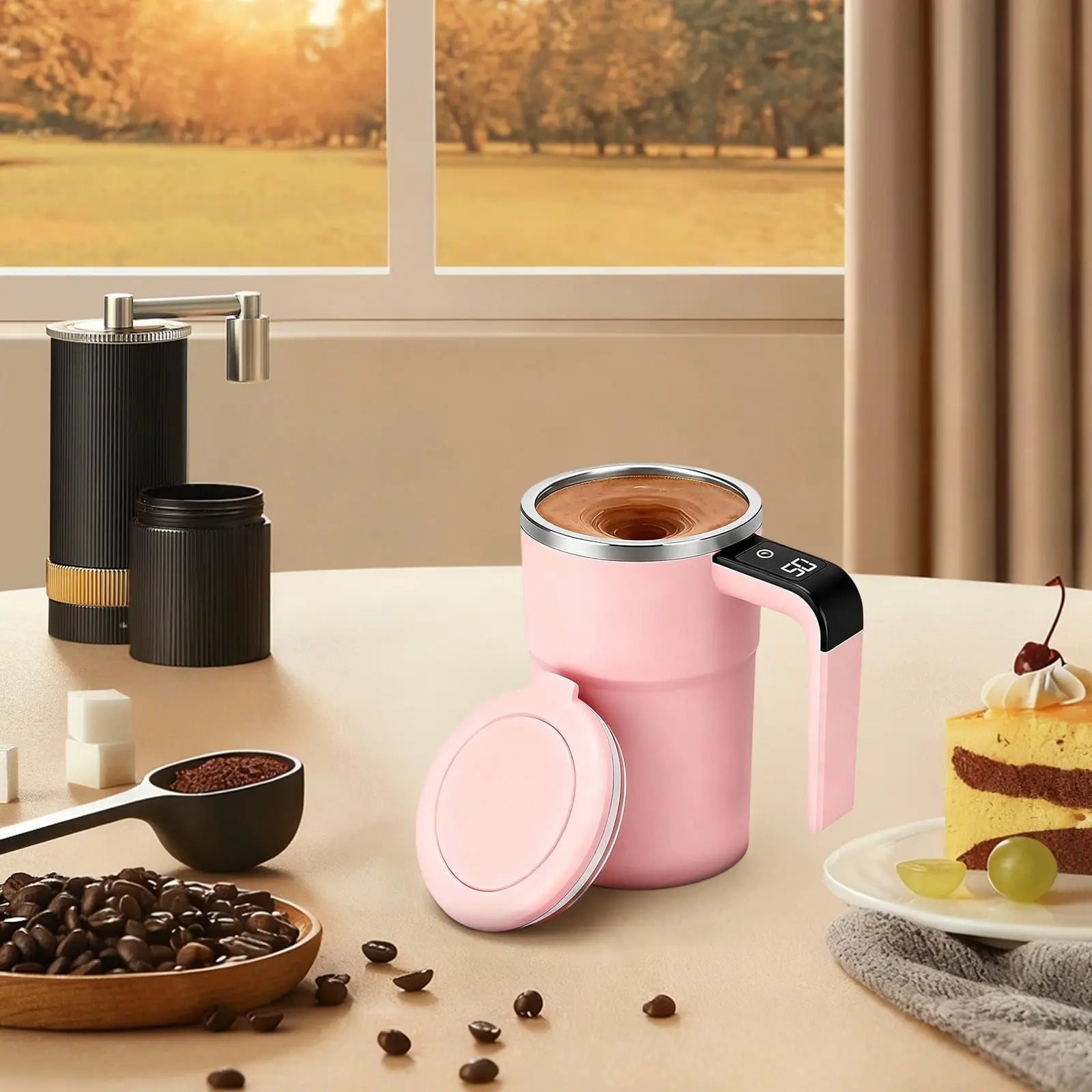 Self-Stirring Magnetic Coffee Mug with Temperature Display,Automatic Mixing for Coffee Tea and Shakes,Food Grade 304 Stainless Steel Liner,Smart LCD Screen for Real-Time Heat Monitoring C Wholesale Hub