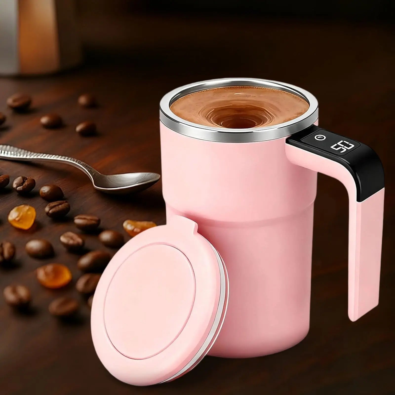 Self-Stirring Magnetic Coffee Mug with Temperature Display,Automatic Mixing for Coffee Tea and Shakes,Food Grade 304 Stainless Steel Liner,Smart LCD Screen for Real-Time Heat Monitoring C Wholesale Hub