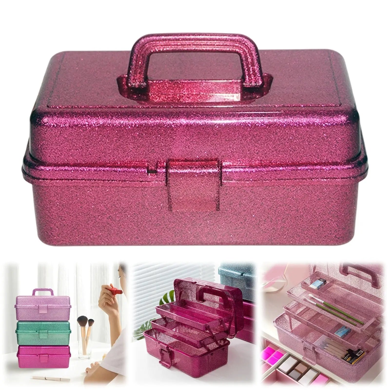 Plastic Storage Bins With Lid and Handle, Plastic Latch Storage Box, Stackable Storage Container, Small Plastic Storage Basket, Cute Organizer Box for Home, Office, 1 Pcs, 7.68x4.13x4.33 12.99" x 5.7" x 7.67" Red Wholesale Hub