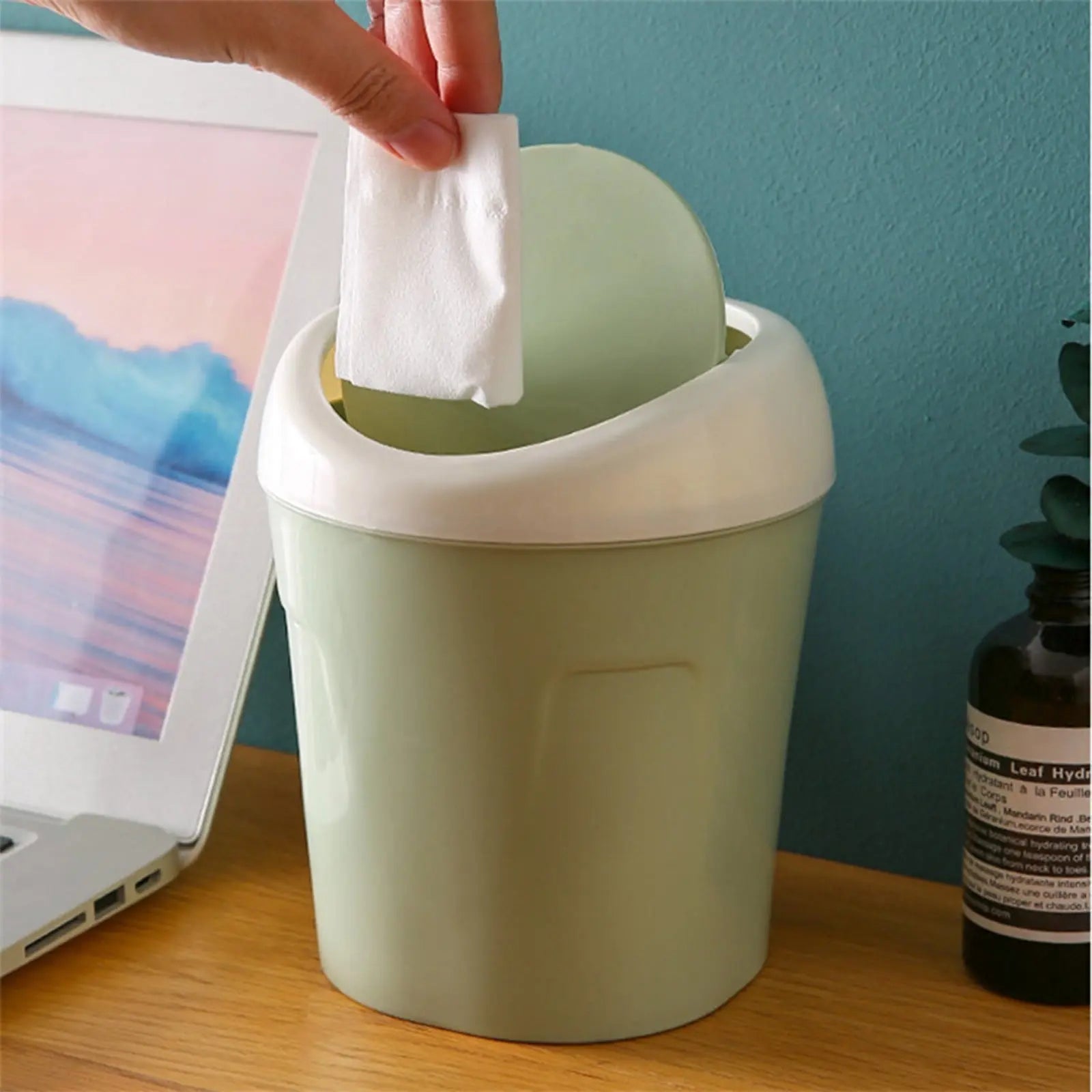 Mini Desk Trash Can with Swing Lid,Tiny Countertop Garbage Bin Portable Waste Basket for Desktop Home Office&Desktop Garbage Can Trash Waste Bin Basket Dustbin Container Home Car for Green Wholesale Hub