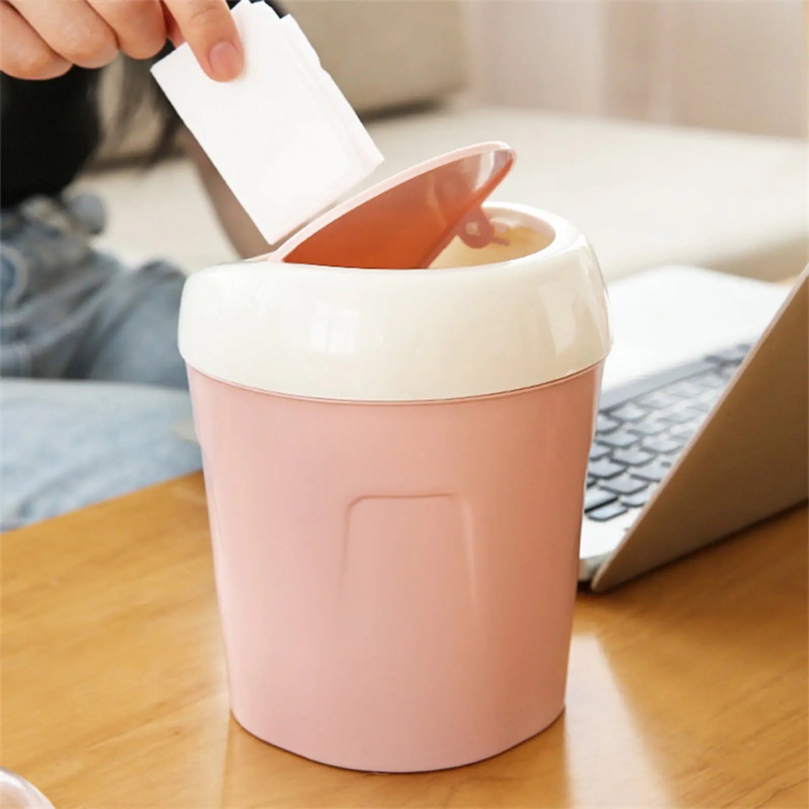 Mini Desk Trash Can with Swing Lid,Tiny Countertop Garbage Bin Portable Waste Basket for Desktop Home Office&Desktop Garbage Can Trash Waste Bin Basket Dustbin Container Home Car for Green Wholesale Hub