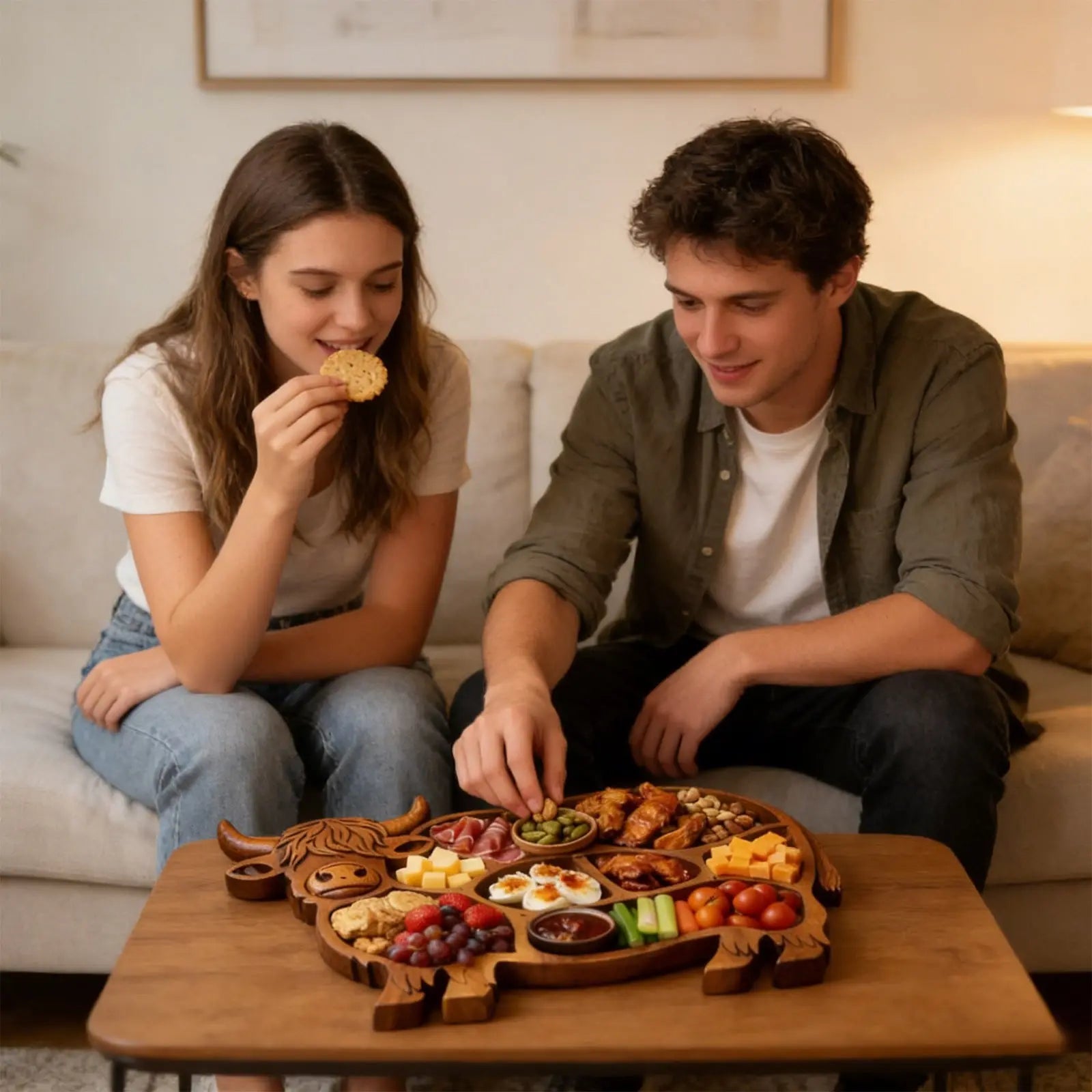 Highlands Cow Wooden Charcuterie Board,Unique Serving Tray for Cheese and Snacks,Decorative Farmhouse Centerpiece and Wall Art,Handcrafted Durable Platter for Entertaining and Gifting B Wholesale Hub