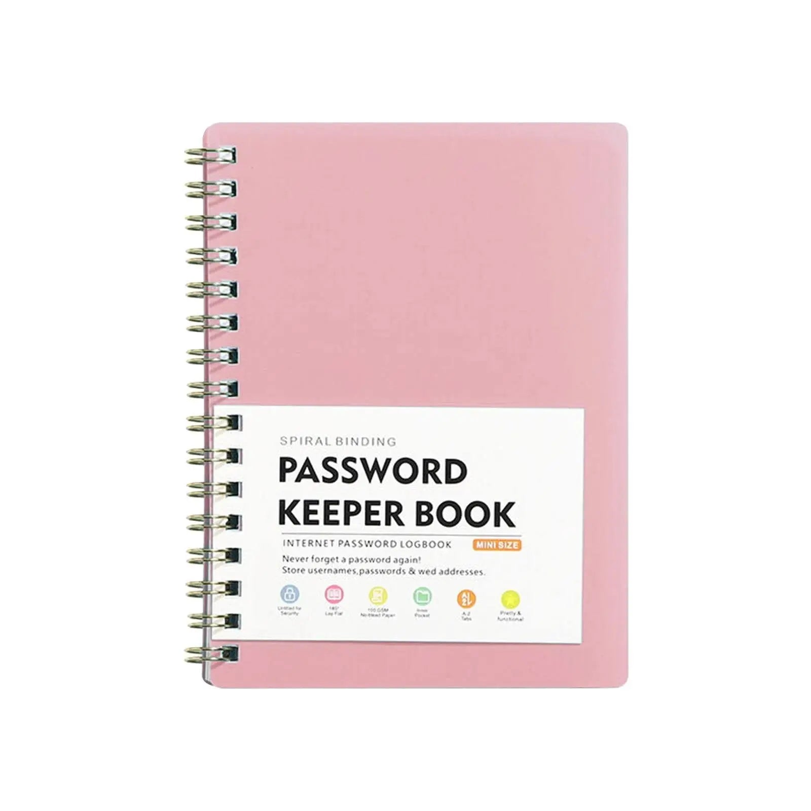 Spiral Password Book with Alphabetical Tabs,Plastic Password Book,Password Book Password Book with Personal Alphabet Label Internet Address and Password Headquarters Password Log, 4.25"x5.7"(Grey) Pink Wholesale Hub
