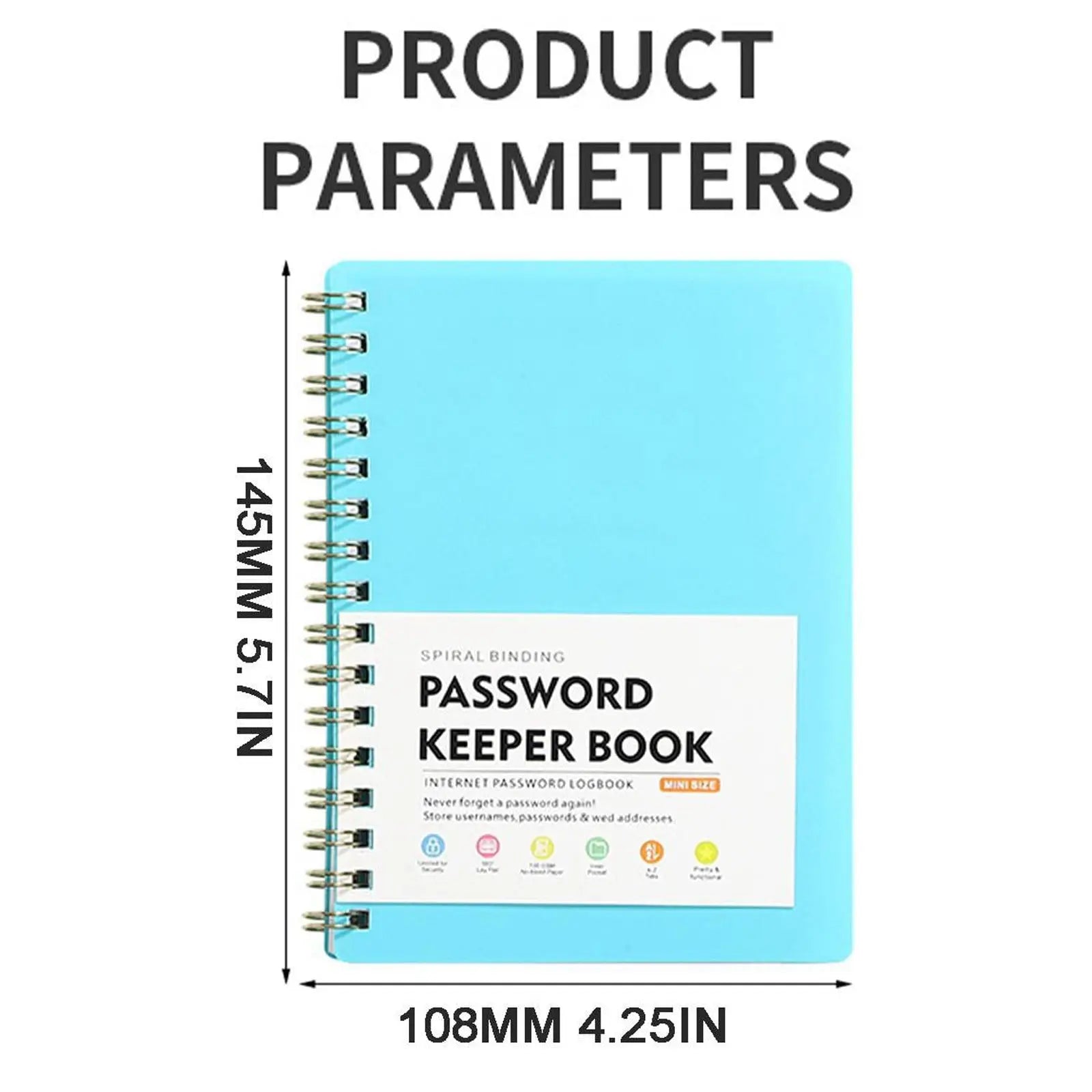 Spiral Password Book with Alphabetical Tabs,Plastic Password Book,Password Book Password Book with Personal Alphabet Label Internet Address and Password Headquarters Password Log, 4.25"x5.7"(Grey) Pink Wholesale Hub