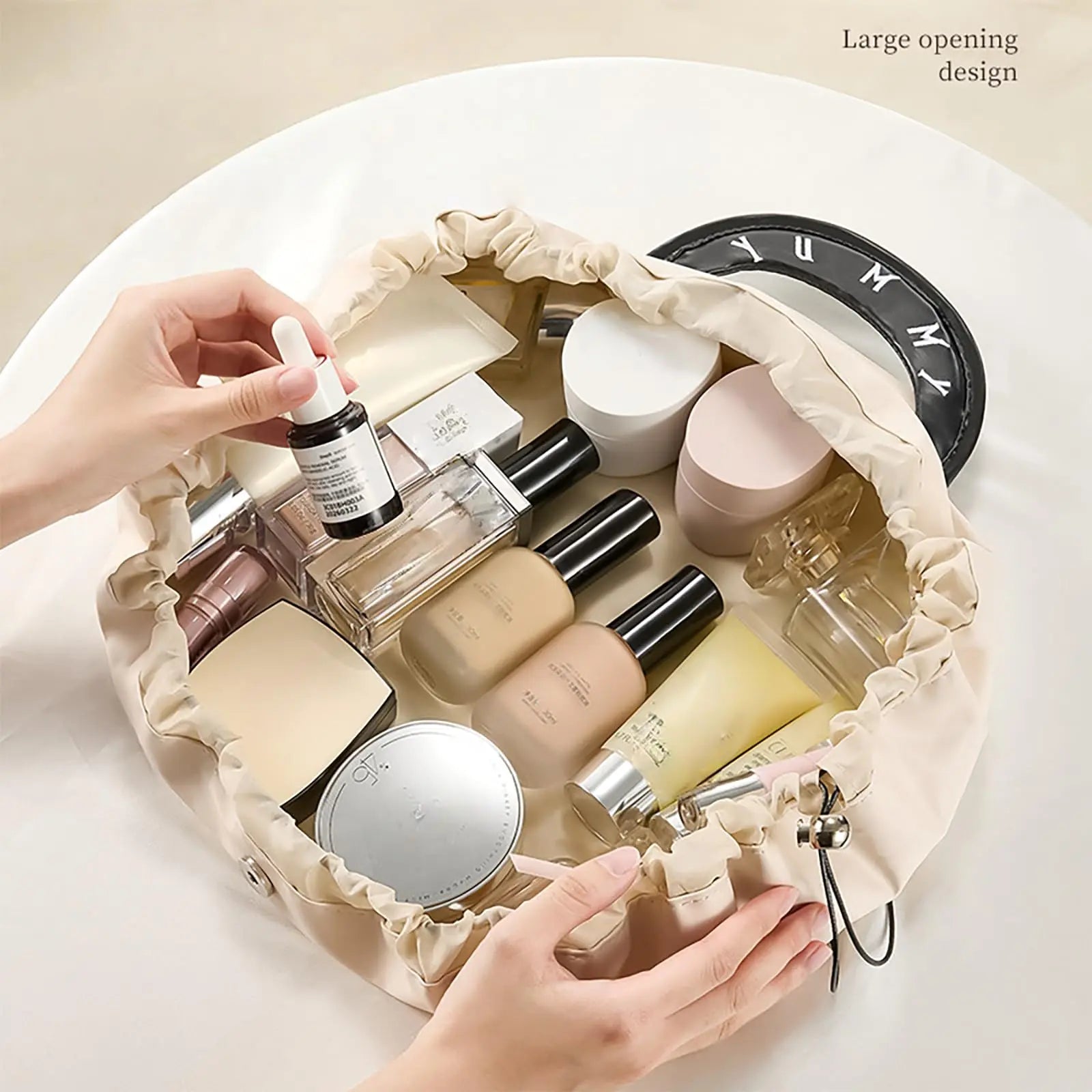 Women's Toiletry Bag - Make Up Bag - Lazy Bag - Cosmetic Organizer - Travel Toiletry Bag - Travel Organizer - Make Up Bag - Water-Repellent - Large Capacity - Beige - 1 Piece Wholesale Hub