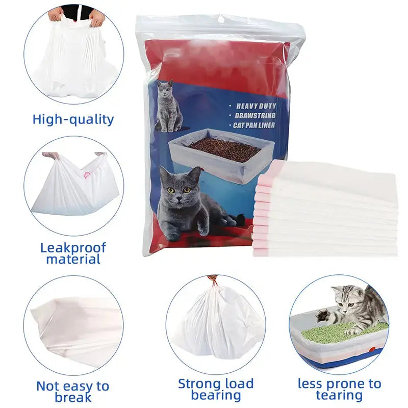 Cat Litter Bags - Cat Litter Liner - Cat Litter Bags - With Drawstring - Extra Strong - Cat Litter Bags - Hygiene - Leakproof - Thick Plastic Bags - Cat Accessories - Cleaning - Universal - Large Size - Tear-resistant - White - 3 pieces Wholesale Hub