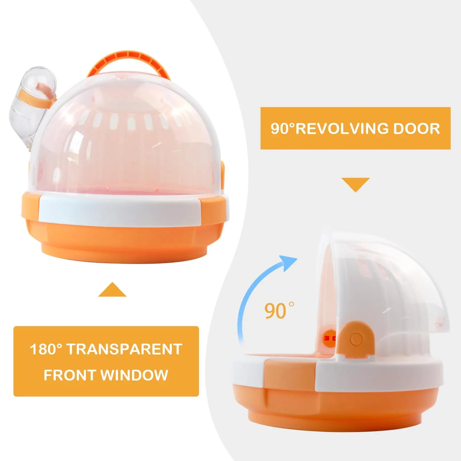 Hamster Cage - Rodent Transport Box - Hamster Cage - Travel Basket - Transport Box - Mouse Cage - Dwarf Hamster - With Drinking Bottle - Gerbil - Guinea Pig - Rat Cage - Portable Cage - Pet Supplies - Orange - 1 Piece Wholesale Hub