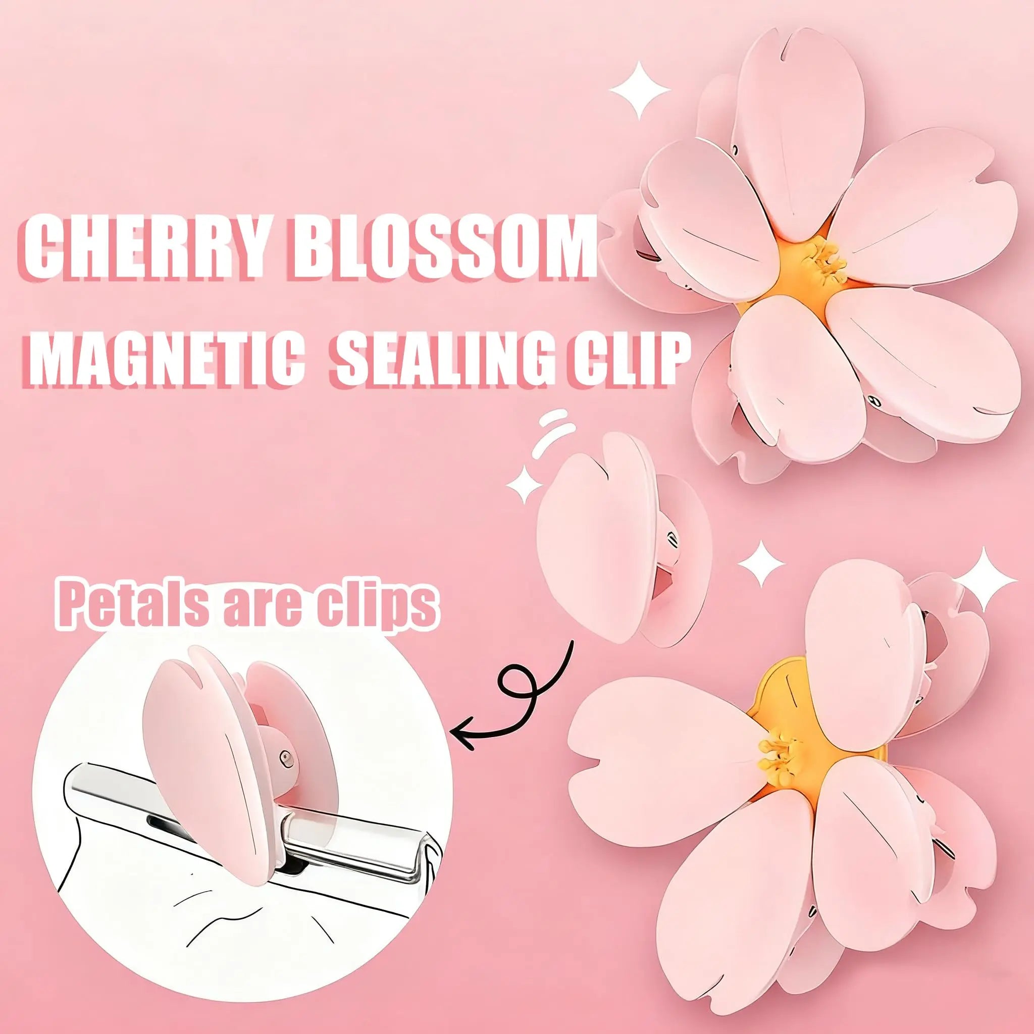 Fridge Magnets - Magnetic Clips - Cherry Blossom - Whiteboard Magnets - Closure Clips - Food Clips - Memo Holder - Flower Decoration - Kitchen Accessories - Pocket Clips - Office Supplies - Blackboard Magnets - Pink - 1 Piece Wholesale Hub
