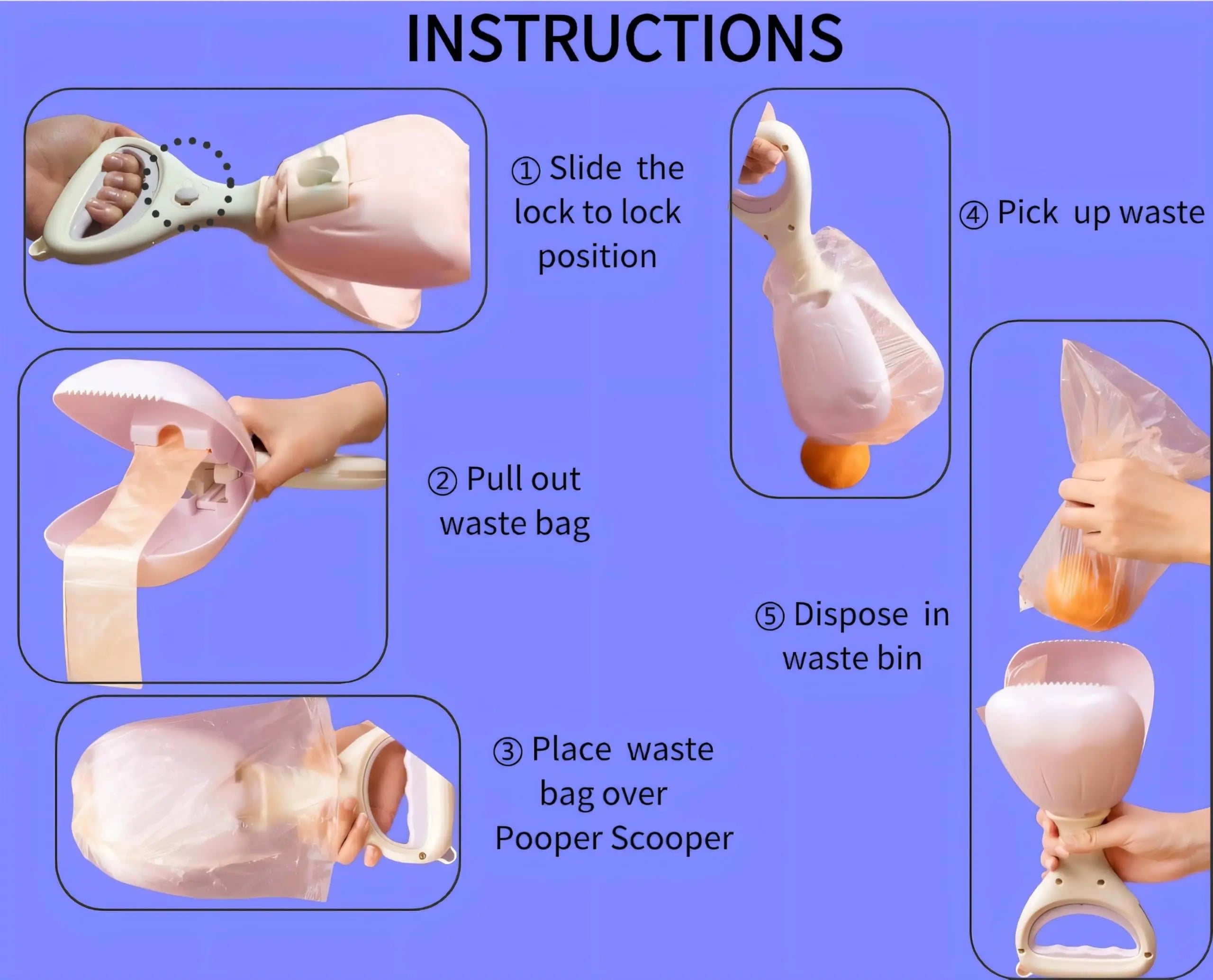 Dog Poop Bags - Poop Scoop - Small Dogs - Medium Dogs - Large Dogs - Dogs - Contactless - Hands-Free - Waste Disposal - Portable - Bring Your Own Bags - Pets - 2-in-1 with 2 Rolls of Bags and Dispenser - Pack of 2 Wholesale Hub