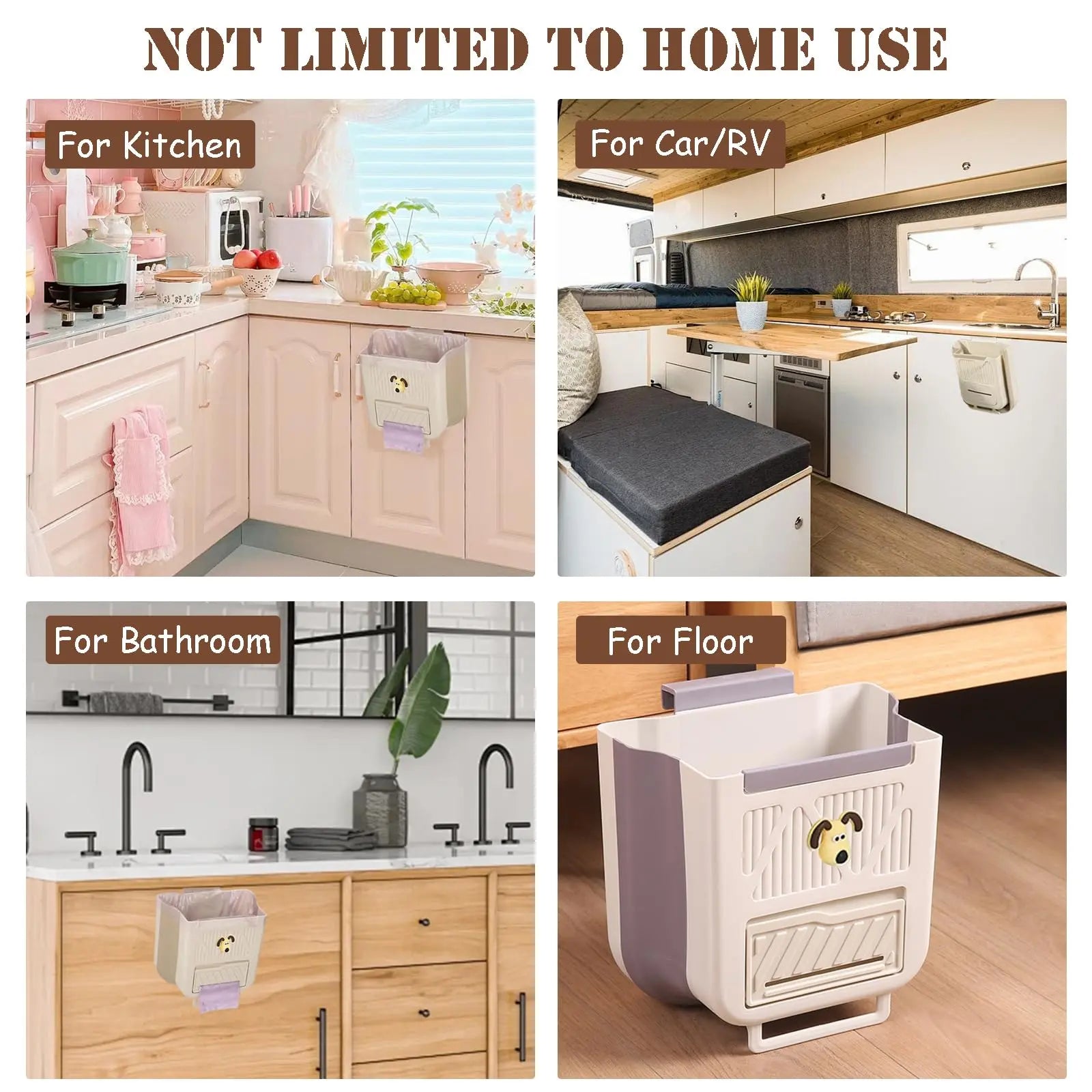 Hanging Waste Bin - Foldable Waste Bin - Kitchen Accessories - Organic Waste Bin - Countertop Waste Bin - Cabinet Door Waste Bin - Waste Separation - Camping - Caravan - Kitchen Aid - Space Saving - Trash Can - Waste Basket - Beige - 10L - 1 Piece Wholesale Hub