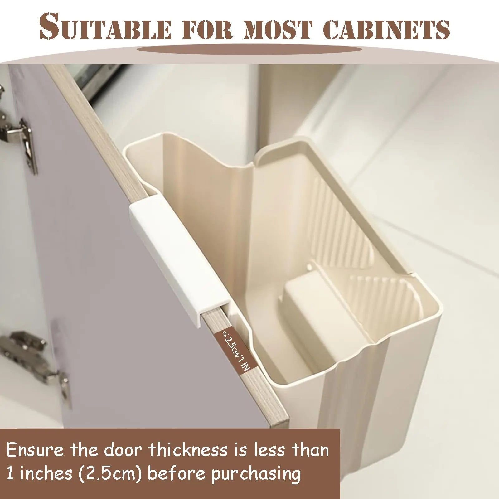 Hanging Waste Bin - Foldable Waste Bin - Kitchen Accessories - Organic Waste Bin - Countertop Waste Bin - Cabinet Door Waste Bin - Waste Separation - Camping - Caravan - Kitchen Aid - Space Saving - Trash Can - Waste Basket - Beige - 10L - 1 Piece Wholesale Hub