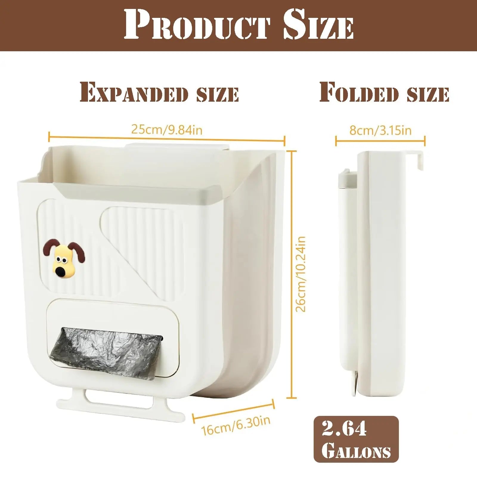 Hanging Waste Bin - Foldable Waste Bin - Kitchen Accessories - Organic Waste Bin - Countertop Waste Bin - Cabinet Door Waste Bin - Waste Separation - Camping - Caravan - Kitchen Aid - Space Saving - Trash Can - Waste Basket - Beige - 10L - 1 Piece Wholesale Hub