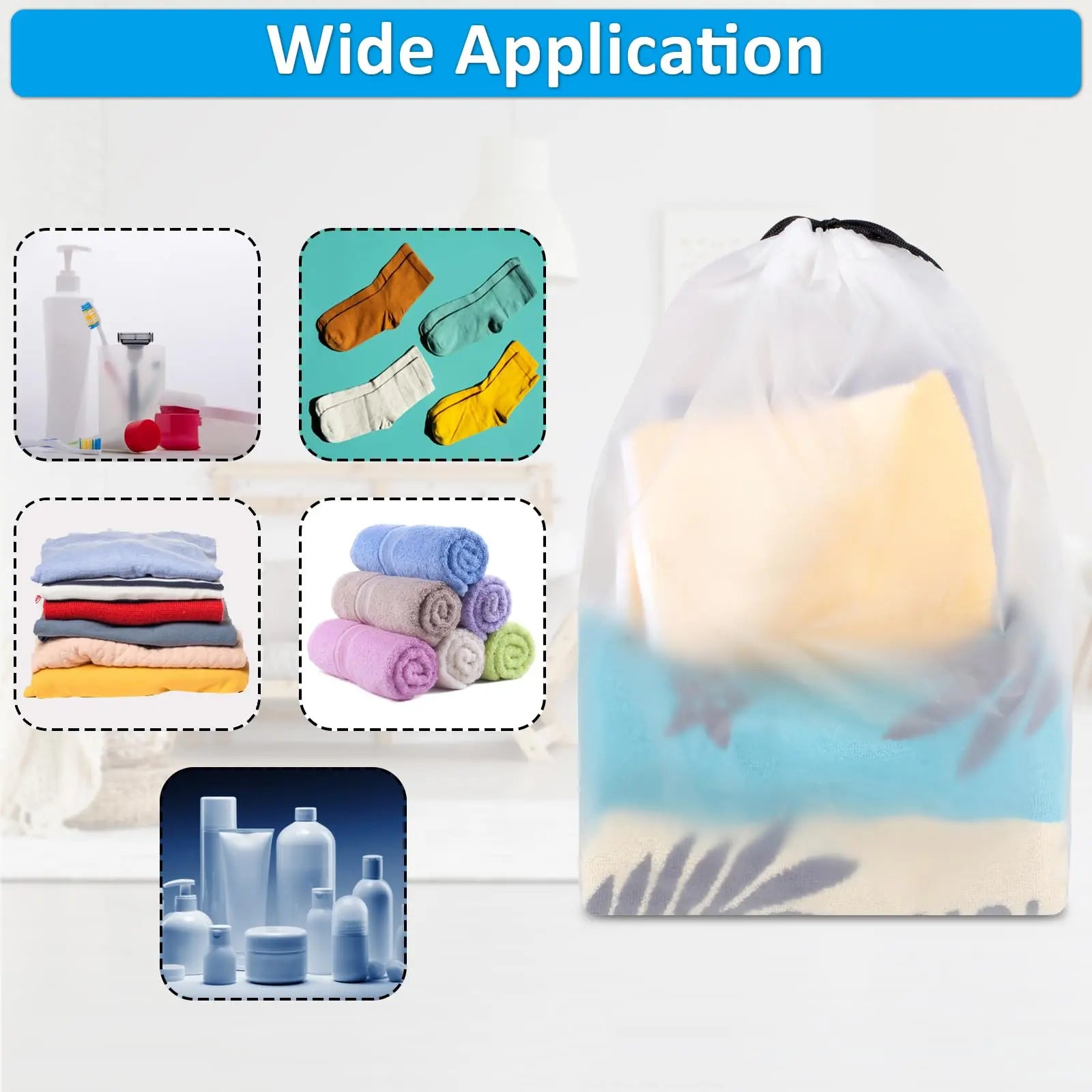 Shoe Bags - Travel Organizer - Shoe Storage - Suitcase Organizers - Transparent - Water-Repellent - Dust-Free - Storage Bags - Drawstring - Sneakers - Holiday Accessories - Sports Bag - Camping - White - Large Size - 10 Pieces Wholesale Hub