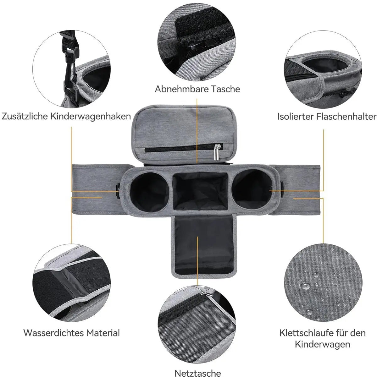 Universal storage bag for stroller - with drink holder - cup holder - stroller storage accessories - large capacity stroller bag Wholesale Hub