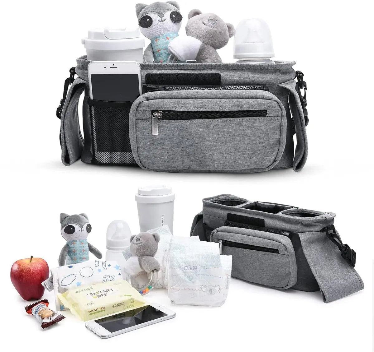 Universal storage bag for stroller - with drink holder - cup holder - stroller storage accessories - large capacity stroller bag Wholesale Hub