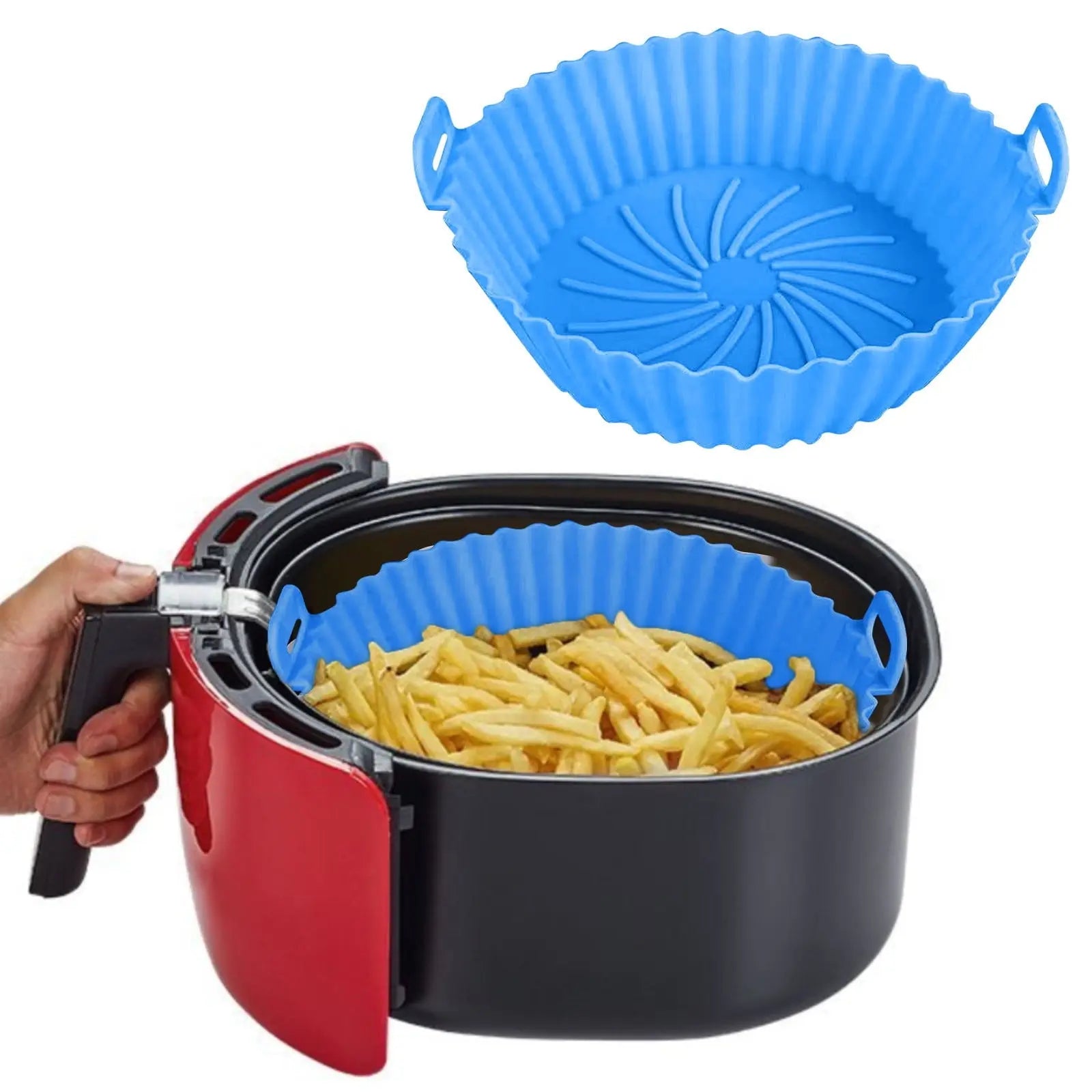 Air Fryer Silicone Liners, Air Fryer Silicone Baking Tray, Mini Air Fryer Tray, Round Small Air Fryer Liners, Silicone Reusable Airfryer Liners Accessories, Fryer Pot Baking Pan Pink Wholesale Hub