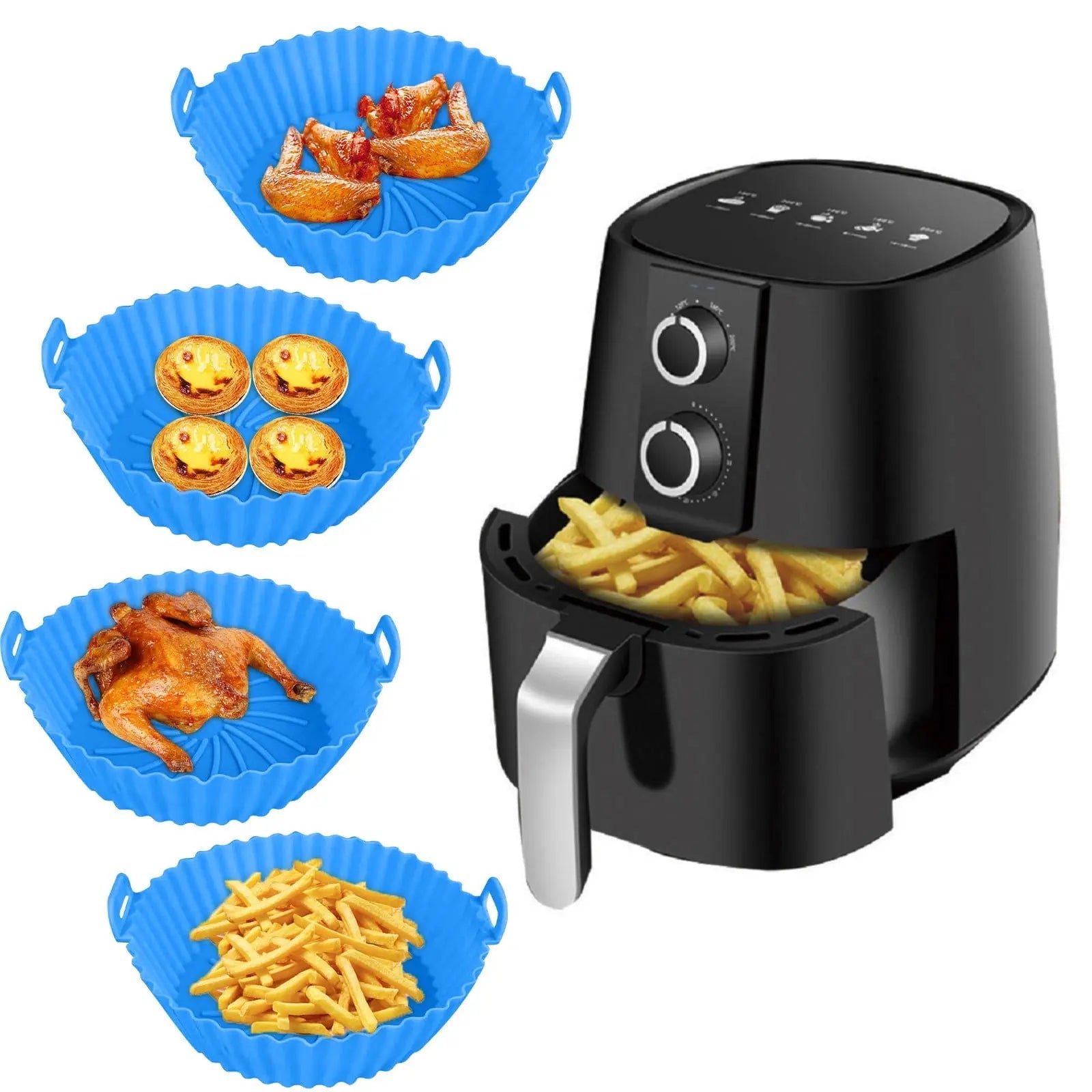 Air Fryer Silicone Liners, Air Fryer Silicone Baking Tray, Mini Air Fryer Tray, Round Small Air Fryer Liners, Silicone Reusable Airfryer Liners Accessories, Fryer Pot Baking Pan Pink Wholesale Hub