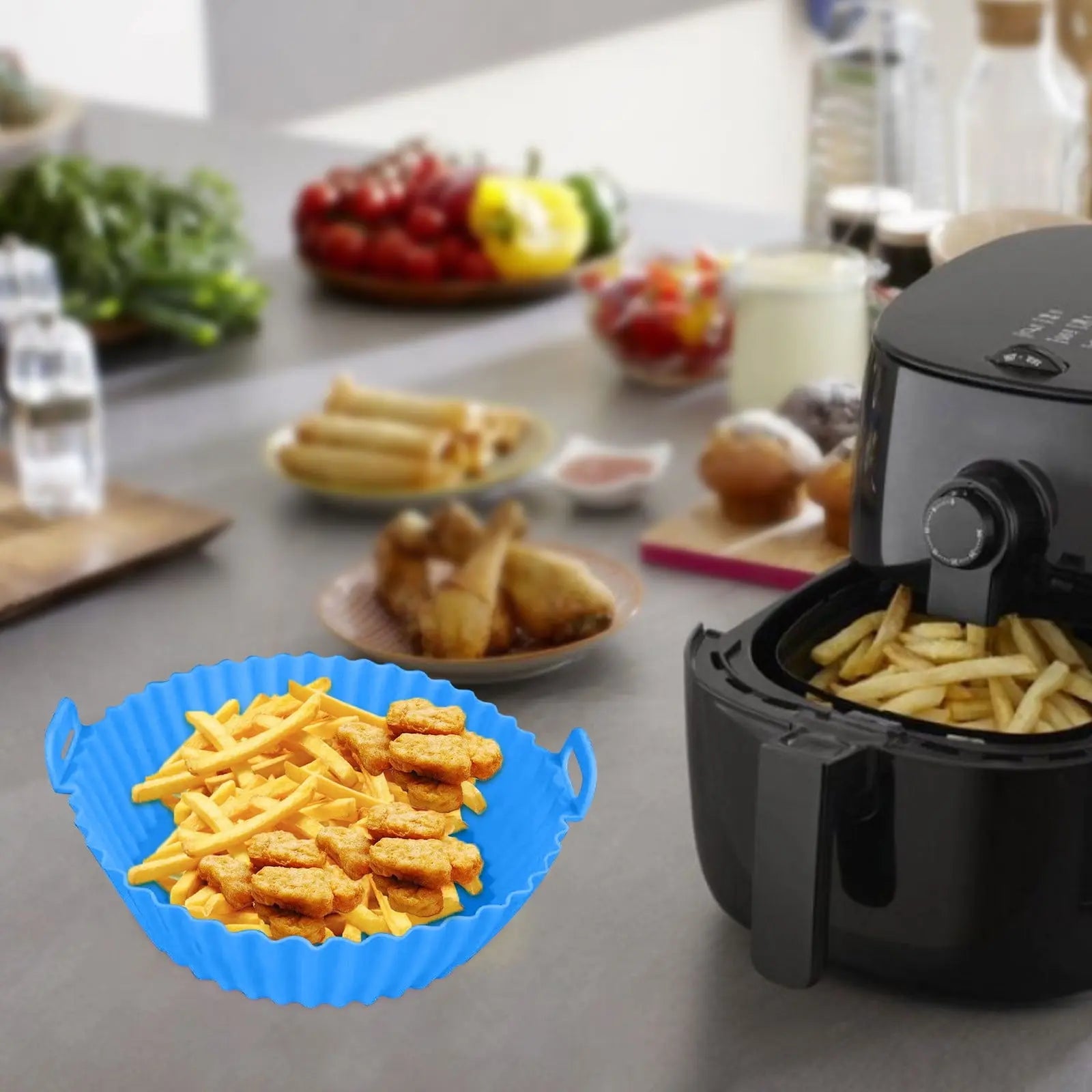 Air Fryer Silicone Liners, Air Fryer Silicone Baking Tray, Mini Air Fryer Tray, Round Small Air Fryer Liners, Silicone Reusable Airfryer Liners Accessories, Fryer Pot Baking Pan Pink Wholesale Hub
