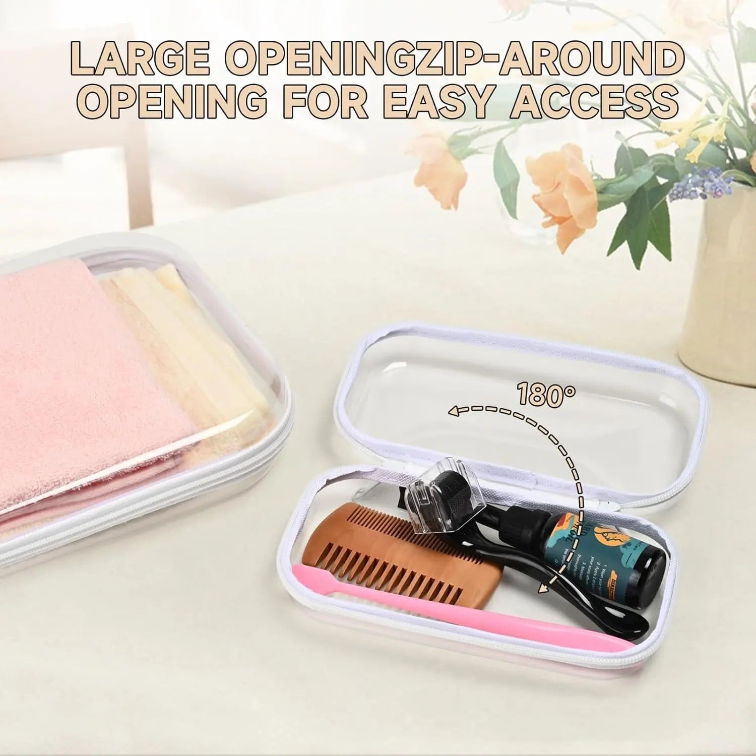 Hard Sided Clear Zipper Case for Storage- Professional-Grade Clear Zipper Pencil Case,Toy Storage Bins, Toiletry Pouch, Travel Organizer, Cosmetic Bagï¼\x88White,2 Pack, Mï¼\x89 M Wholesale Hub