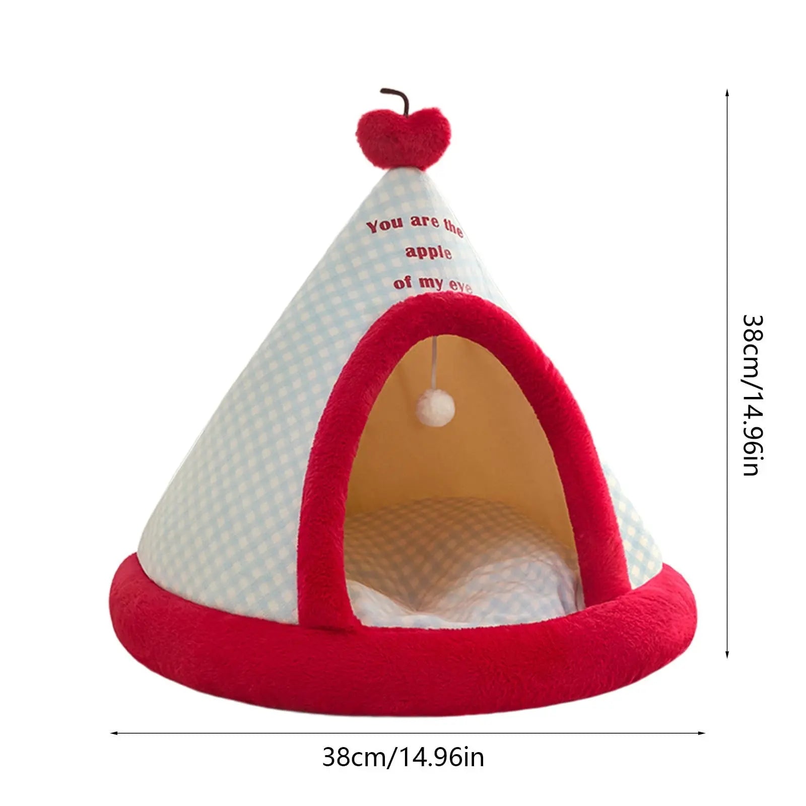Apples Christmas Tent Christmas Pet Bed Semi Enclosed Cats Bed Dog Bed Removable And Washable Dog Bed Winter Warm Cats Bed As shown Wholesale Hub