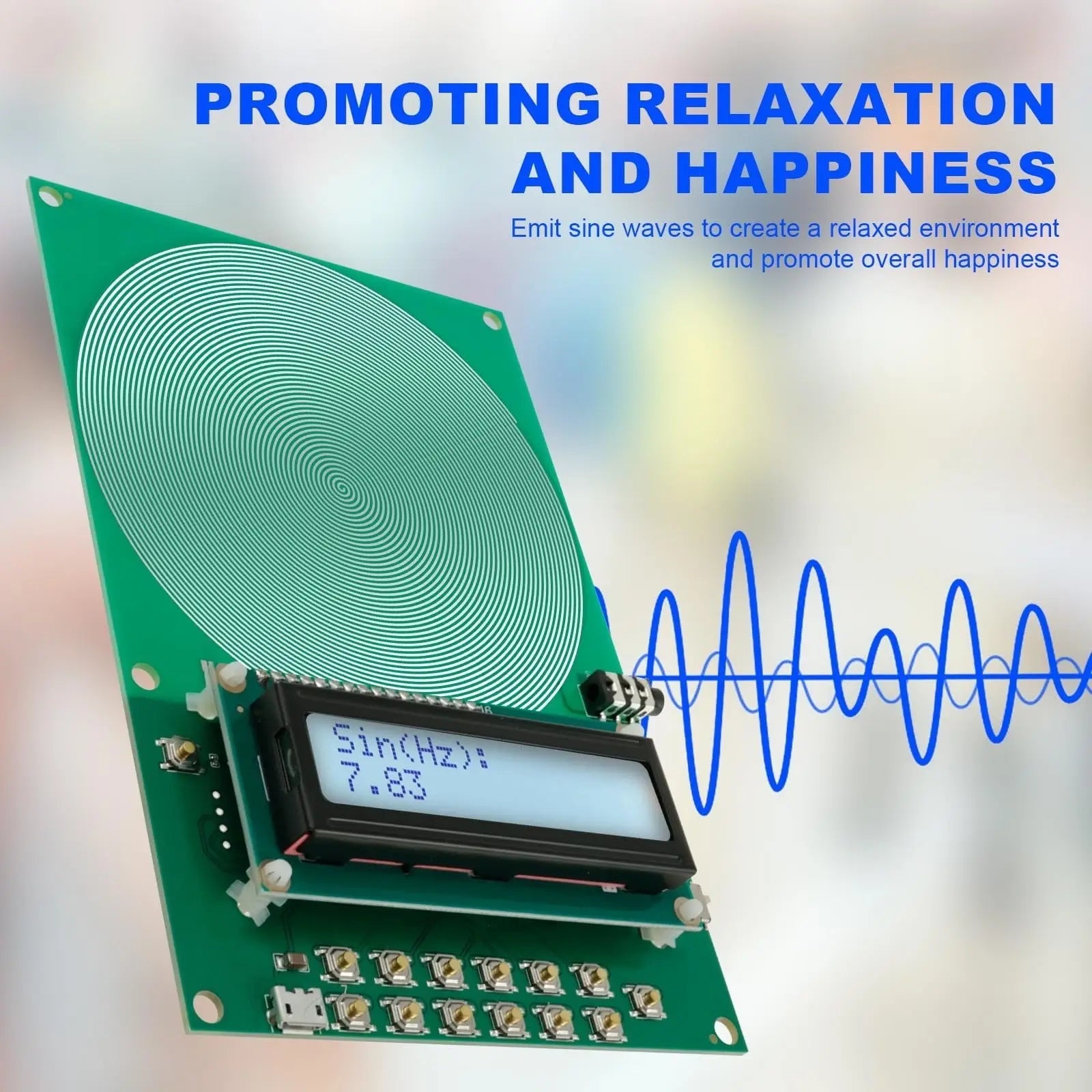 Schumann Wave Earth Electromagnetic Field Resonance Generator, 0.01Hz~300000Hz Adjustable Sine Wave Ultra-Low Frequency Pulse Generator, Sleep Aid, Meditation and Yoga Enhancer, No Shell Green Wholesale Hub
