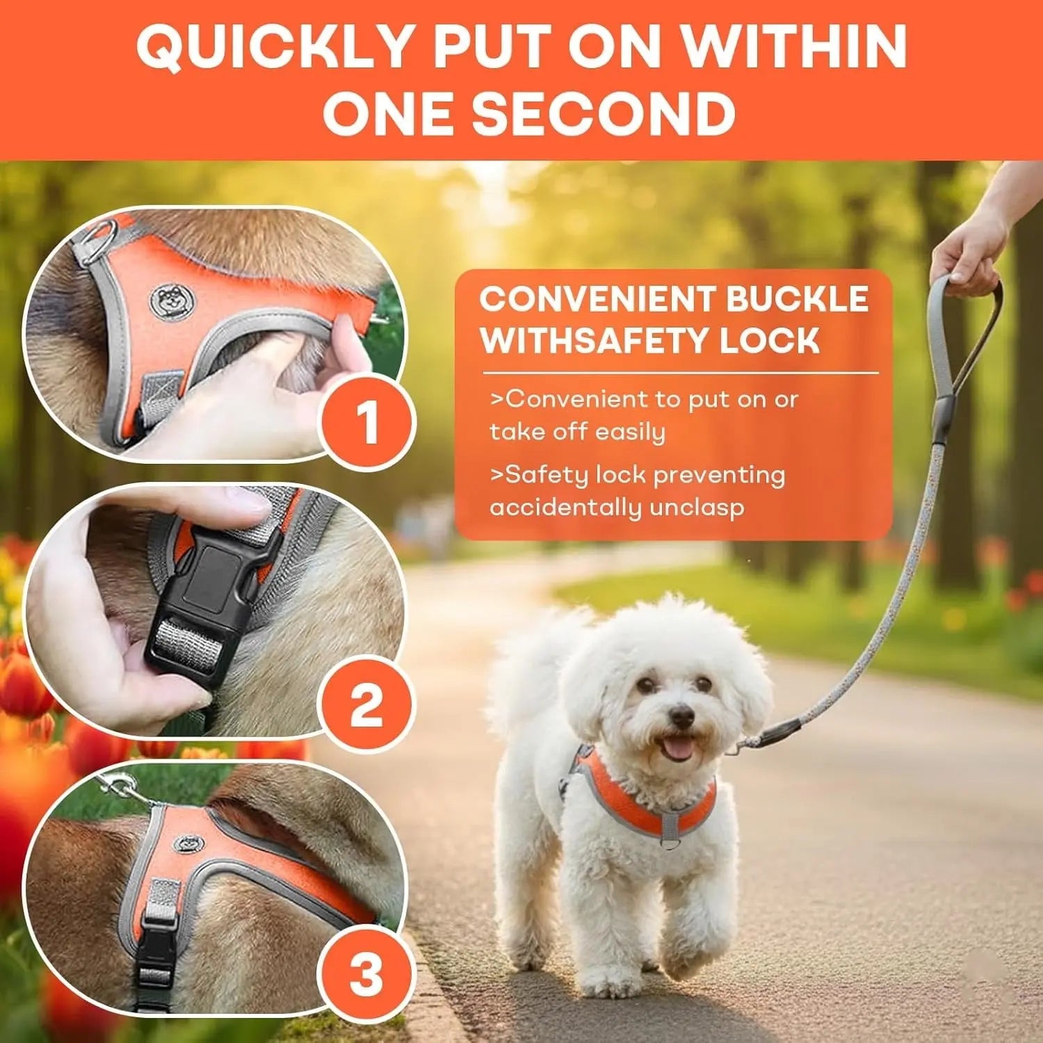 Dog Harness and Leash, No Pull Saddle Style Pet Harness, Breathable Mesh Adjustable Reflective Dog Vest, Dog Leash, for Dogs and Cat Medium Small Harness Blue,S Wholesale Hub