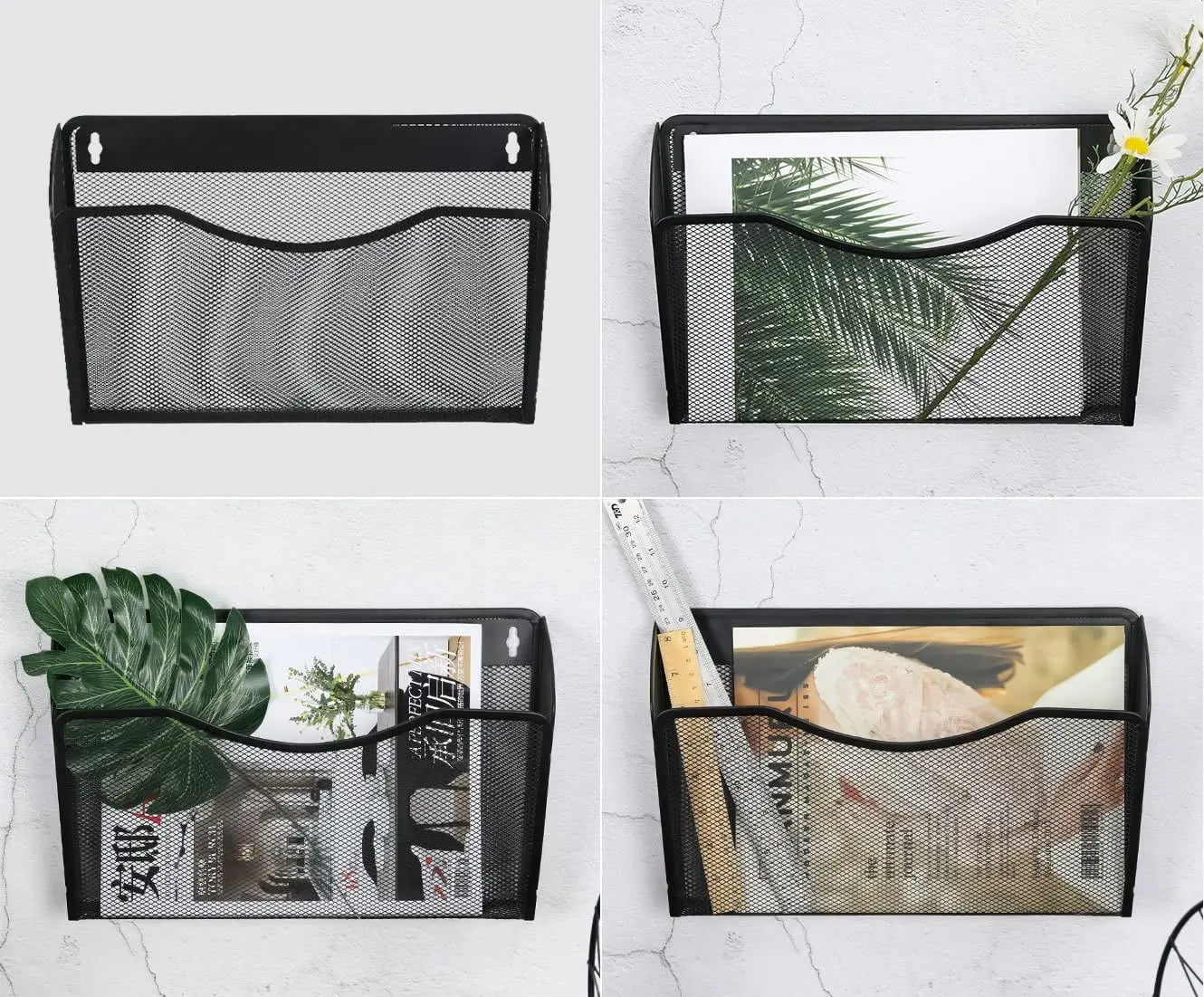 Tutuviw Wall Mount File Organizer Metal Letter Size, Black Silver Wholesale Hub