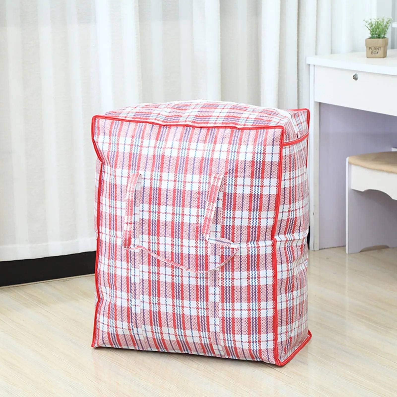 Dream Lifestyle Large Capacity Storage Bags, Large Checkered Storage Laundry Bag with Zipper & Handles for Shopping Moving Travel Red Wholesale Hub
