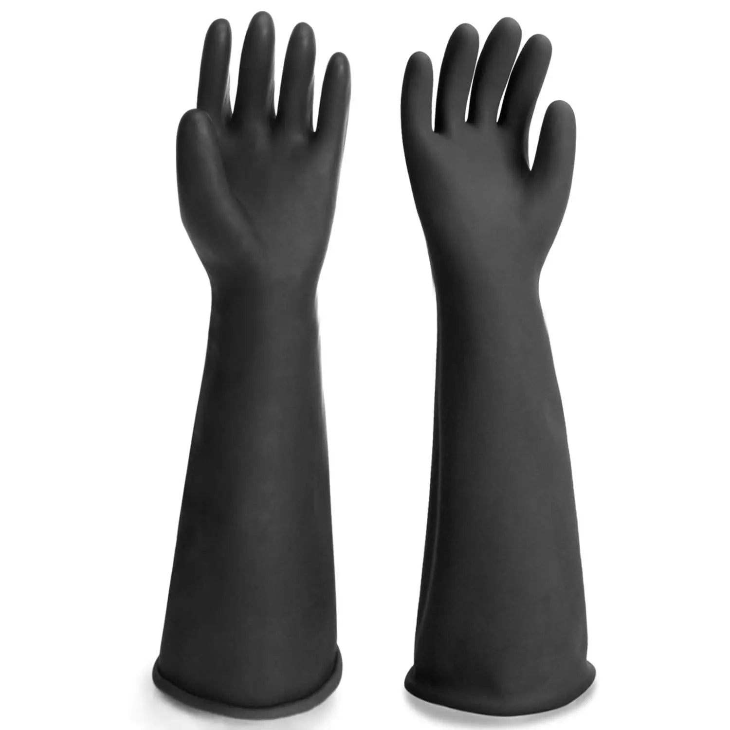 Black Rubber Gloves Extra Large, 22" Long Chemical Resistant Gloves, Waterproof Reusable Dishwashing Household Cleaning Safety Work Heavy Duty Industrial Rubber Glove, 1 Pair XXL Wholesale Hub