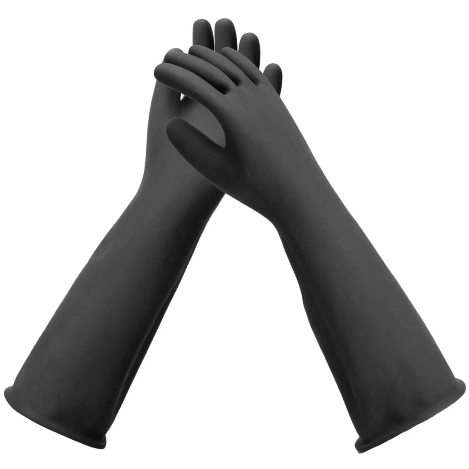 Black Rubber Gloves Extra Large, 22" Long Chemical Resistant Gloves, Waterproof Reusable Dishwashing Household Cleaning Safety Work Heavy Duty Industrial Rubber Glove, 1 Pair XXL Wholesale Hub