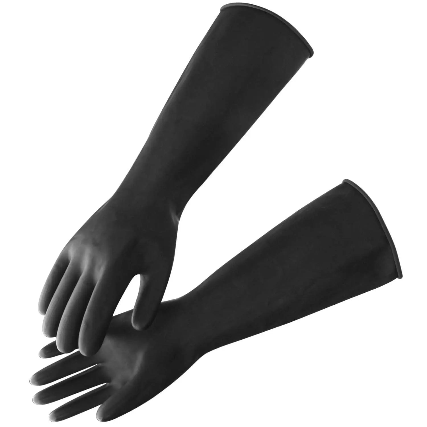Black Rubber Gloves Extra Large, 22" Long Chemical Resistant Gloves, Waterproof Reusable Dishwashing Household Cleaning Safety Work Heavy Duty Industrial Rubber Glove, 1 Pair XXL Wholesale Hub
