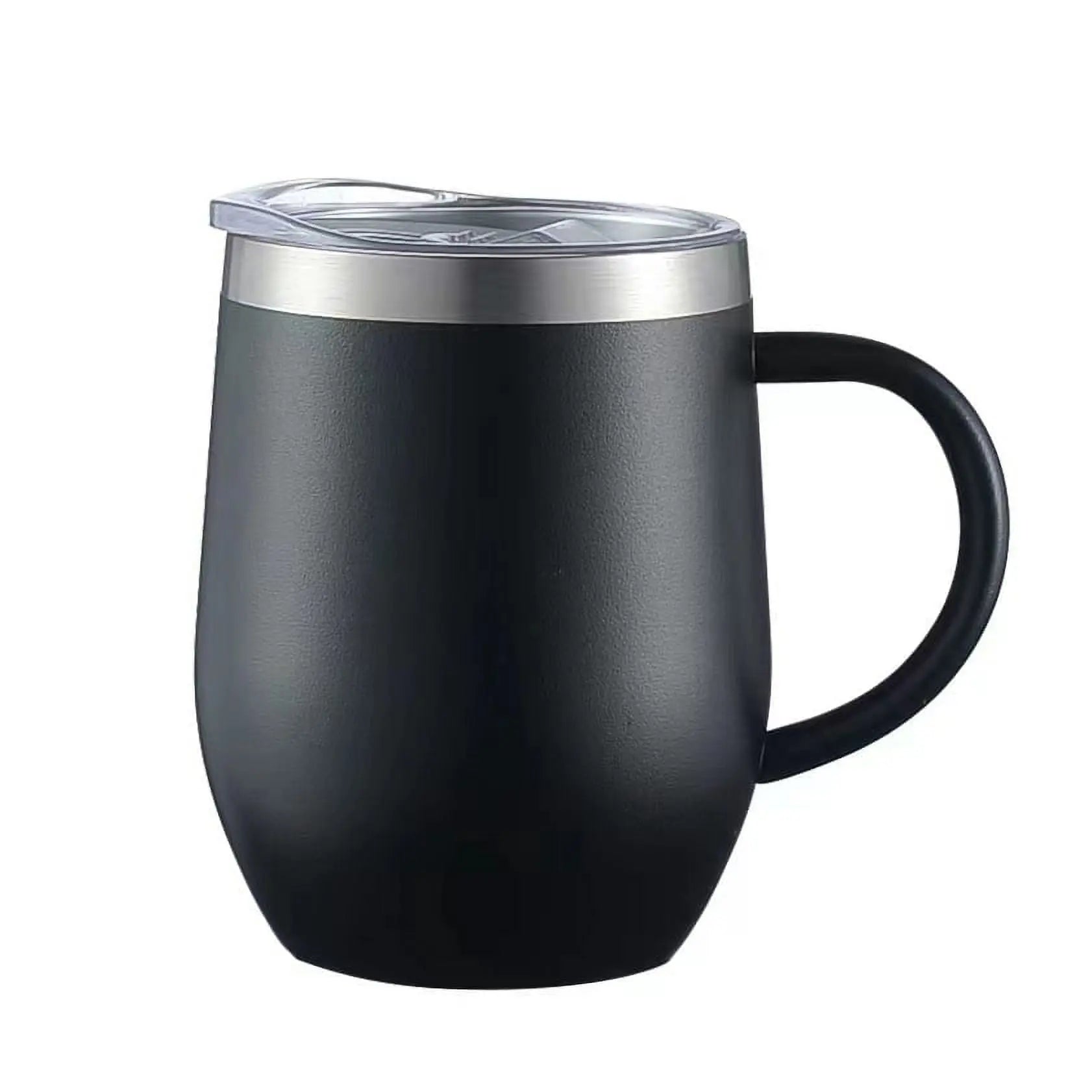 12oz Insulated Coffee Mug with Handle Stainless Steel Insulated Coffee Mug Double Wall Vacuum Travel Mug Tumbler Cup with Sliding Lid Travel Coffee Cup Thermal Cup Black Wholesale Hub