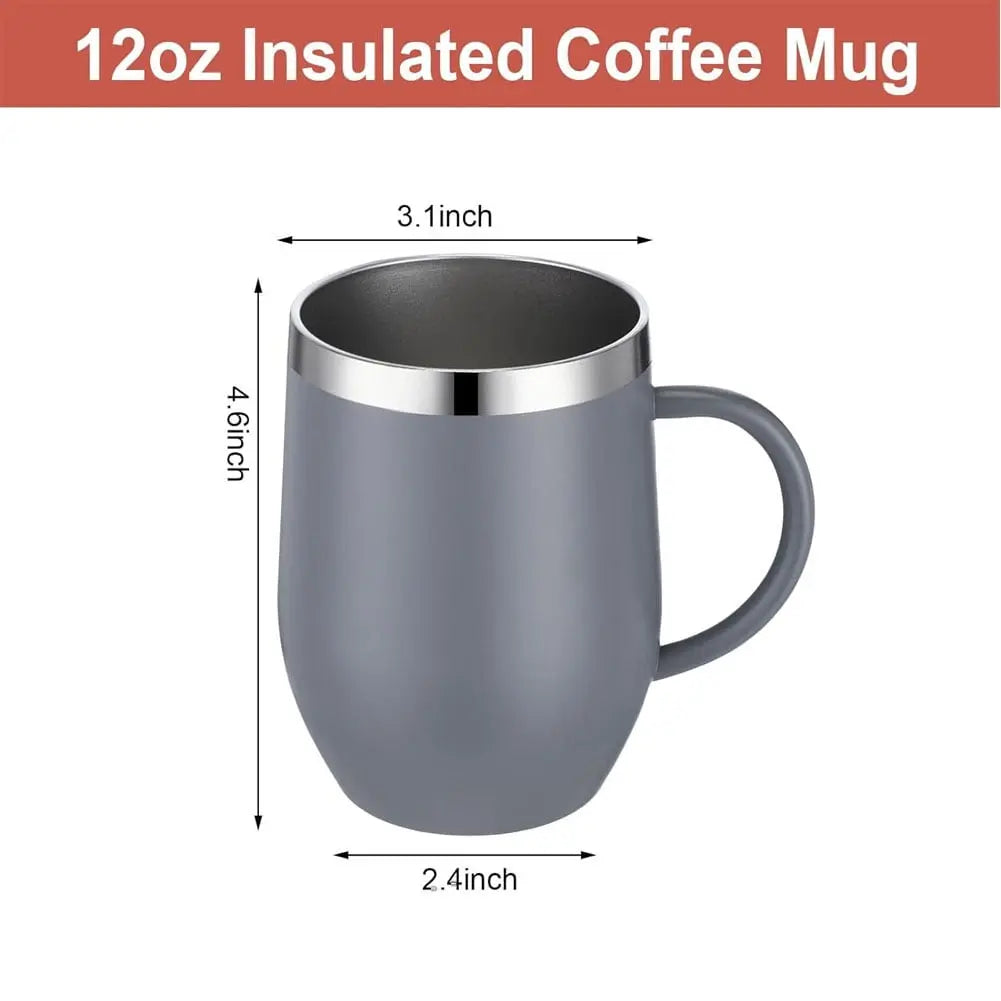 12oz Insulated Coffee Mug with Handle Stainless Steel Insulated Coffee Mug Double Wall Vacuum Travel Mug Tumbler Cup with Sliding Lid Travel Coffee Cup Thermal Cup Black Wholesale Hub