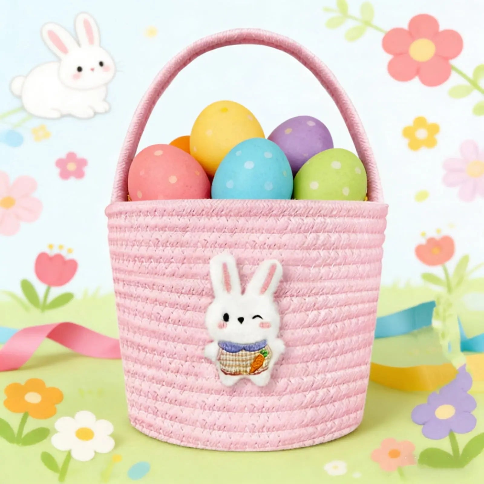 Darzheoy Easter Basket for Boys Girls Easter Bunny Basket with Rabbit Ears, Easter Egg Hunting Basket Easter Baskets for Kids Babies First Easter Gifts E Wholesale Hub