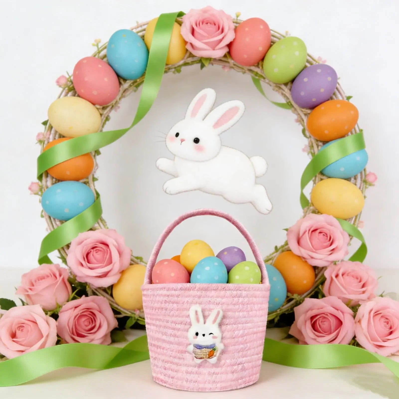 Darzheoy Easter Basket for Boys Girls Easter Bunny Basket with Rabbit Ears, Easter Egg Hunting Basket Easter Baskets for Kids Babies First Easter Gifts E Wholesale Hub