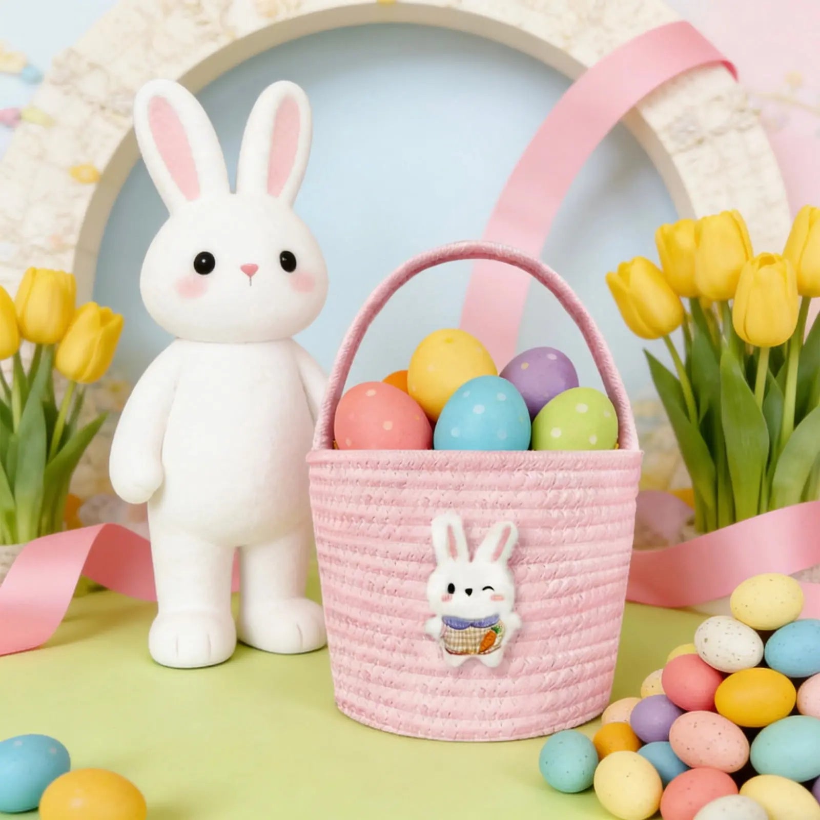 Darzheoy Easter Basket for Boys Girls Easter Bunny Basket with Rabbit Ears, Easter Egg Hunting Basket Easter Baskets for Kids Babies First Easter Gifts E Wholesale Hub