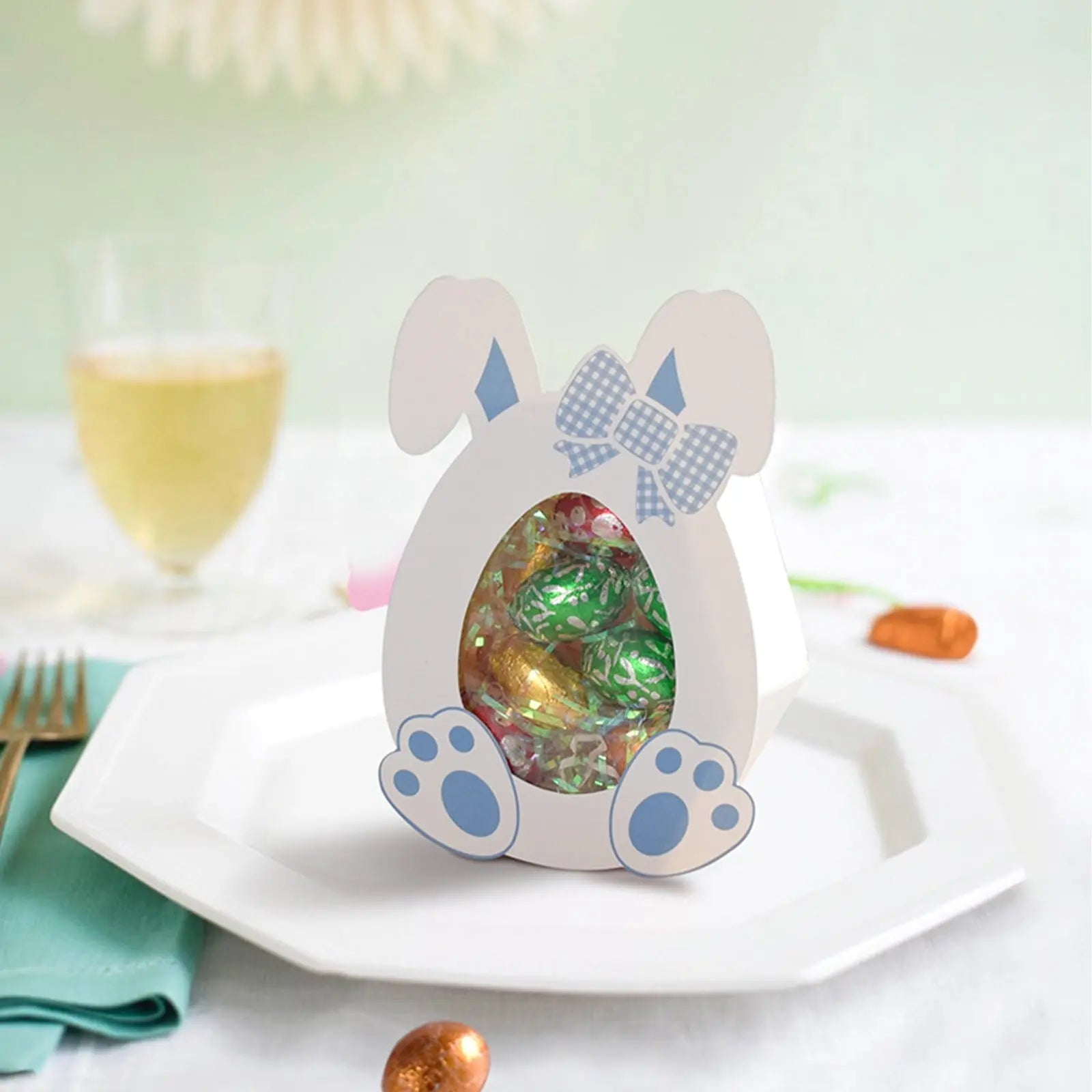 Darzheoy 10 Pcs Easter Treat Boxes with Clear Window Cardboard Box Bunny Bags Rabbit Box Spring Holiday Paper Container for Cookie Goodie Candy Favors Blue Wholesale Hub