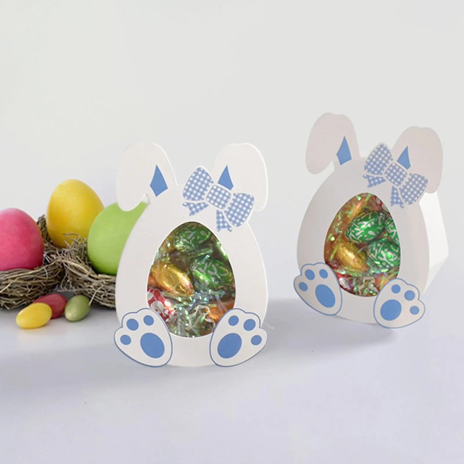 Darzheoy 10 Pcs Easter Treat Boxes with Clear Window Cardboard Box Bunny Bags Rabbit Box Spring Holiday Paper Container for Cookie Goodie Candy Favors Blue Wholesale Hub