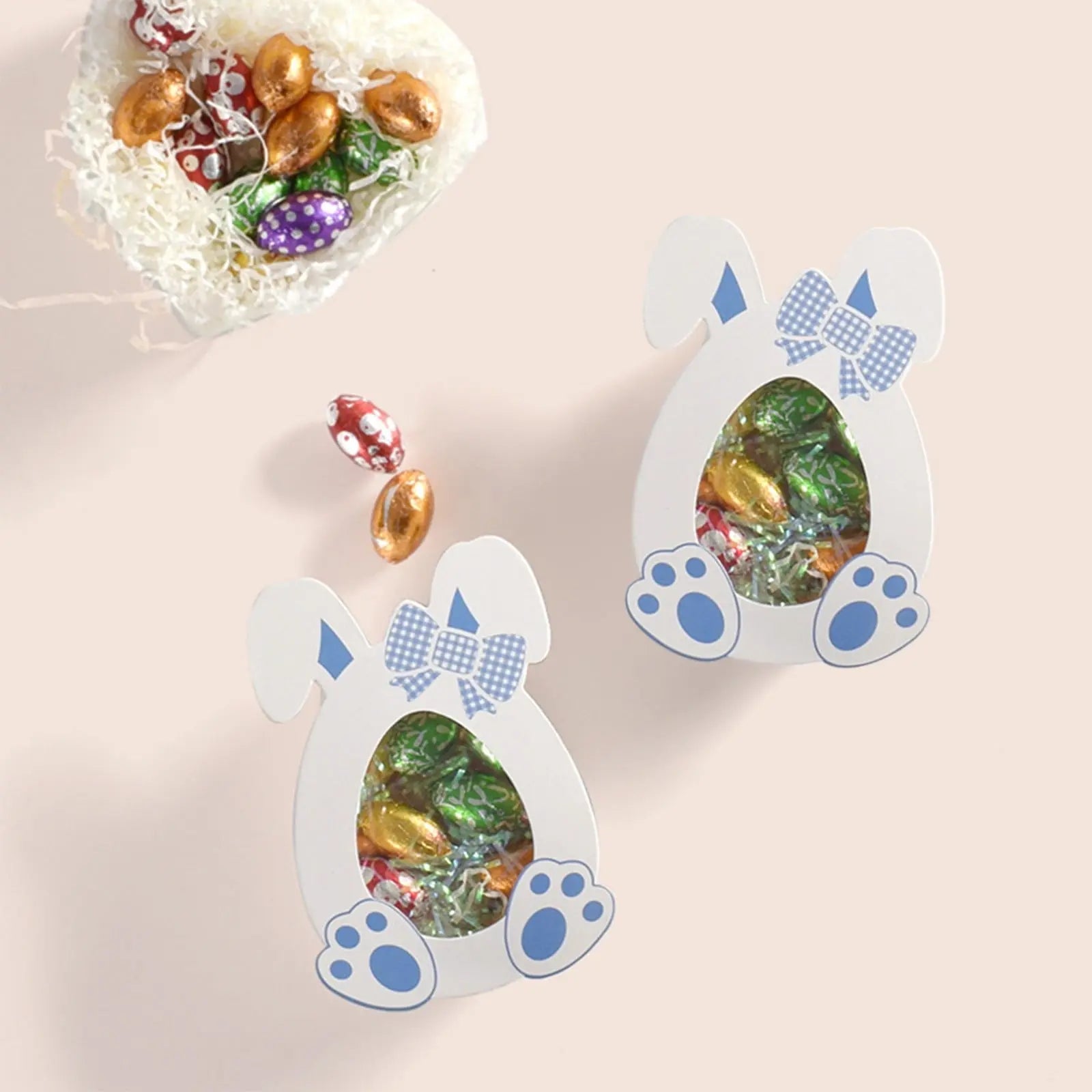 Darzheoy 10 Pcs Easter Treat Boxes with Clear Window Cardboard Box Bunny Bags Rabbit Box Spring Holiday Paper Container for Cookie Goodie Candy Favors Blue Wholesale Hub
