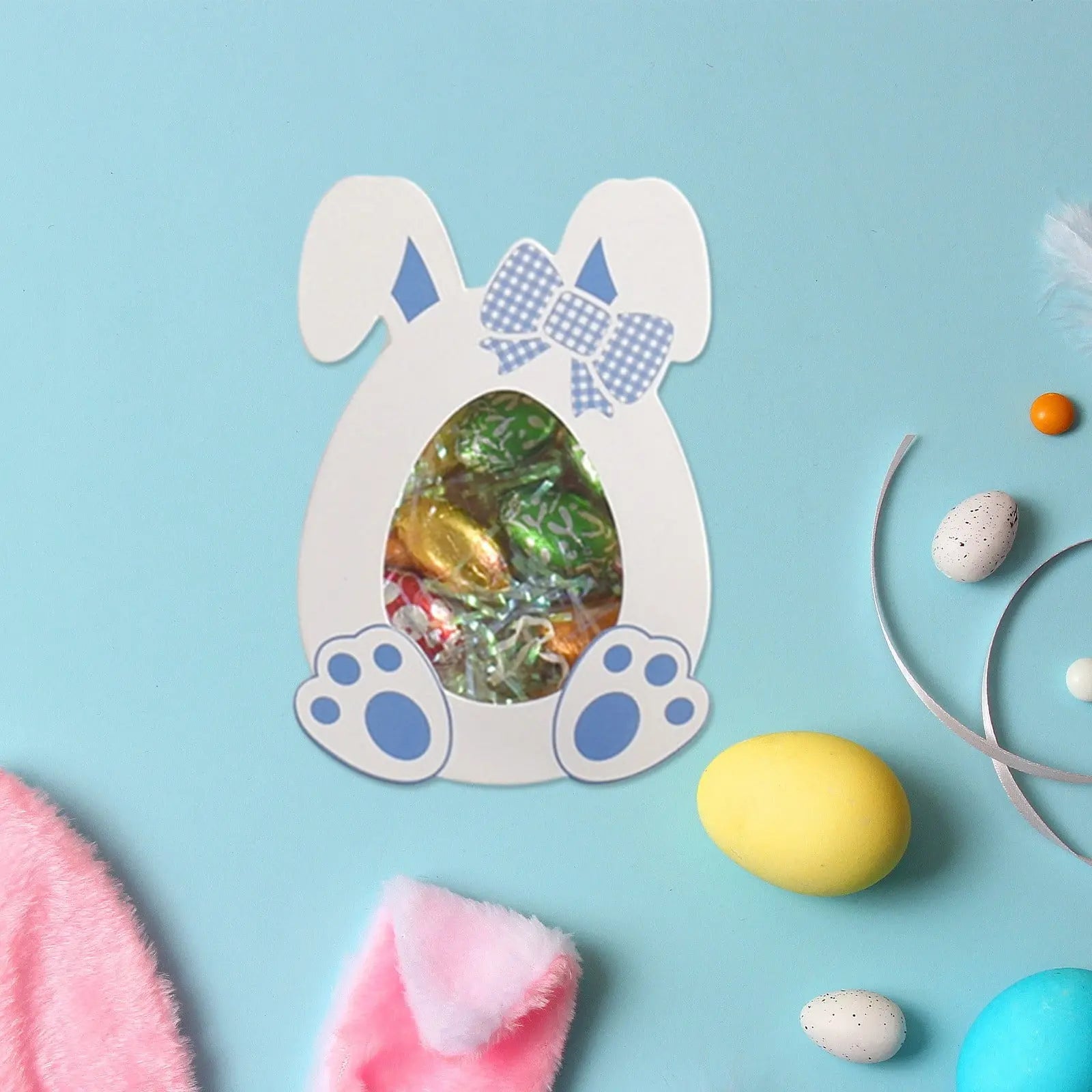Darzheoy 10 Pcs Easter Treat Boxes with Clear Window Cardboard Box Bunny Bags Rabbit Box Spring Holiday Paper Container for Cookie Goodie Candy Favors Blue Wholesale Hub