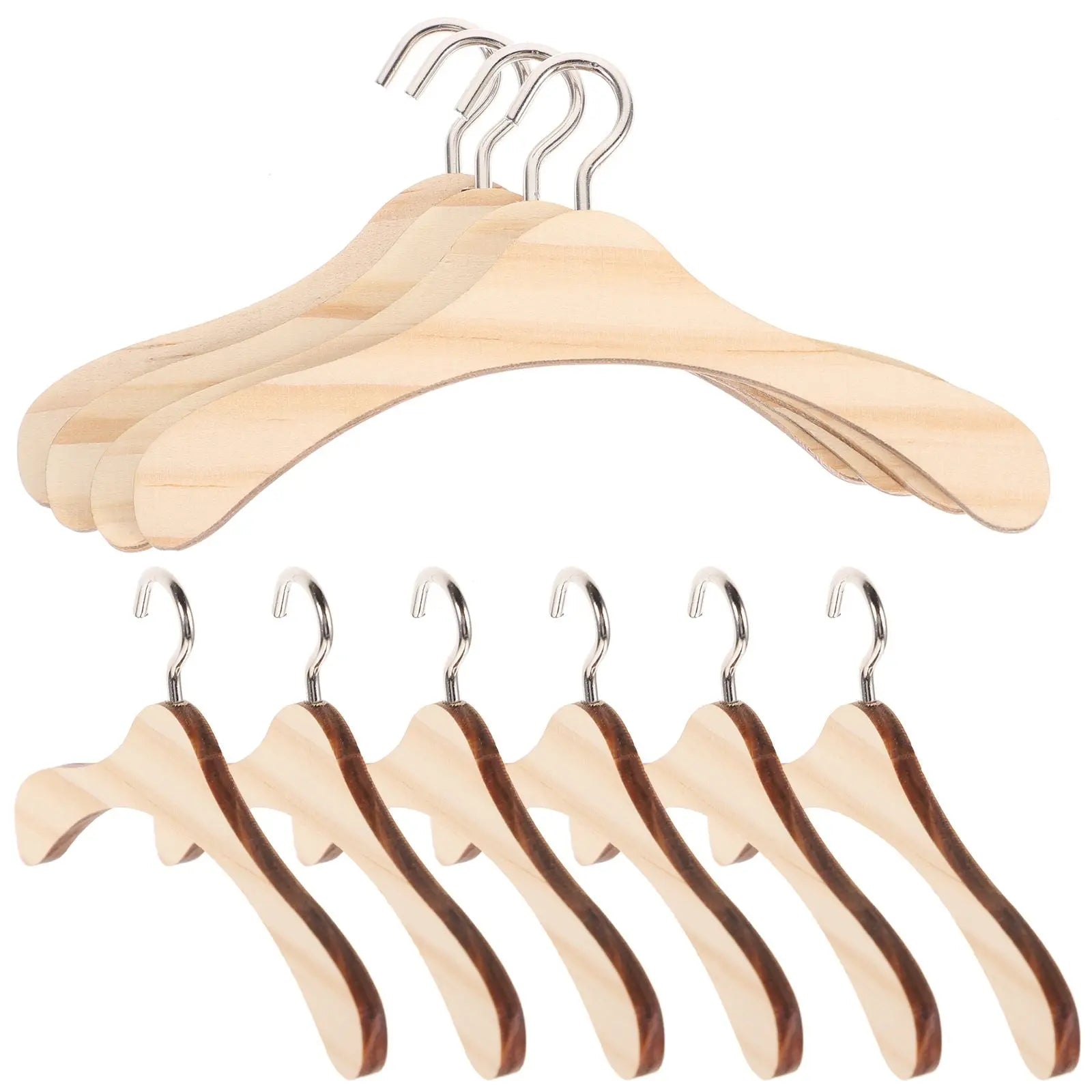 WHAMVOX 10 Pcs Mini Wooden Clothes Rack Hangers Clothing Kids Toys Baby Wholesale Hub