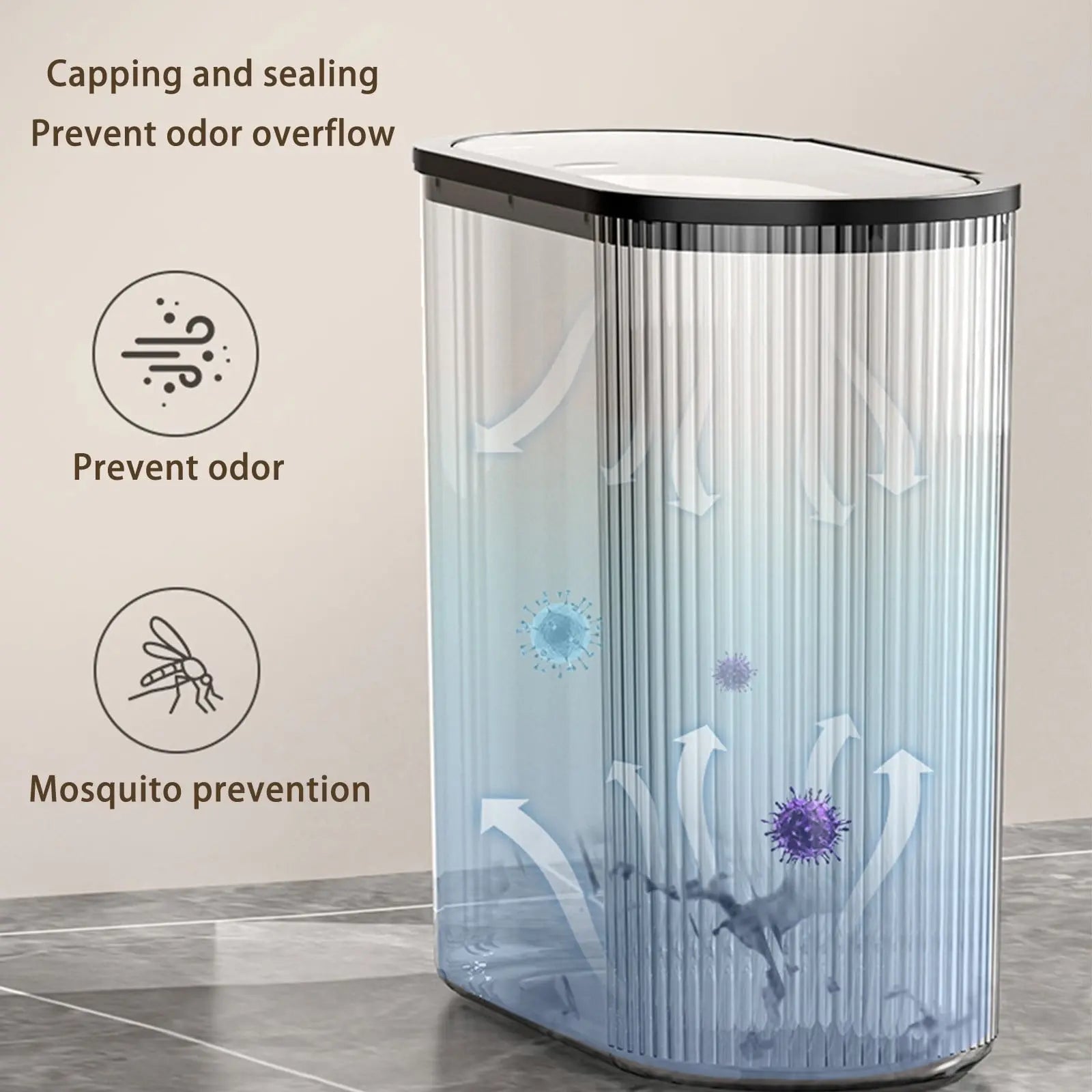 Chmadoxn Transparent Trash Can, Bathroom Trash Cans with Lids, Plastic Slim Waste Basket with Press Top Lid, Clear Garbage Can for Bathroom, Bedroom, Kitchen,Home,Office 11.22×11.73×5.62 in Gray Wholesale Hub