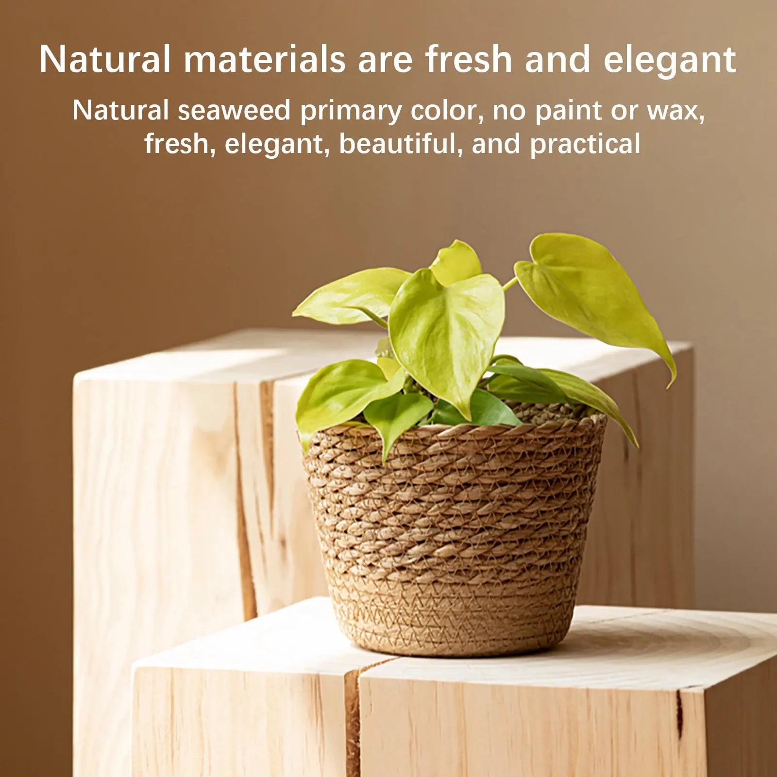 Darzheoy Woven Seagrass Plant Basket, Flower Pots Home Boho Decor, Storage Picnic Grocery Straw Bag for Plant Artificial Tree - 5.5"×8.7"×6.3 E Wholesale Hub