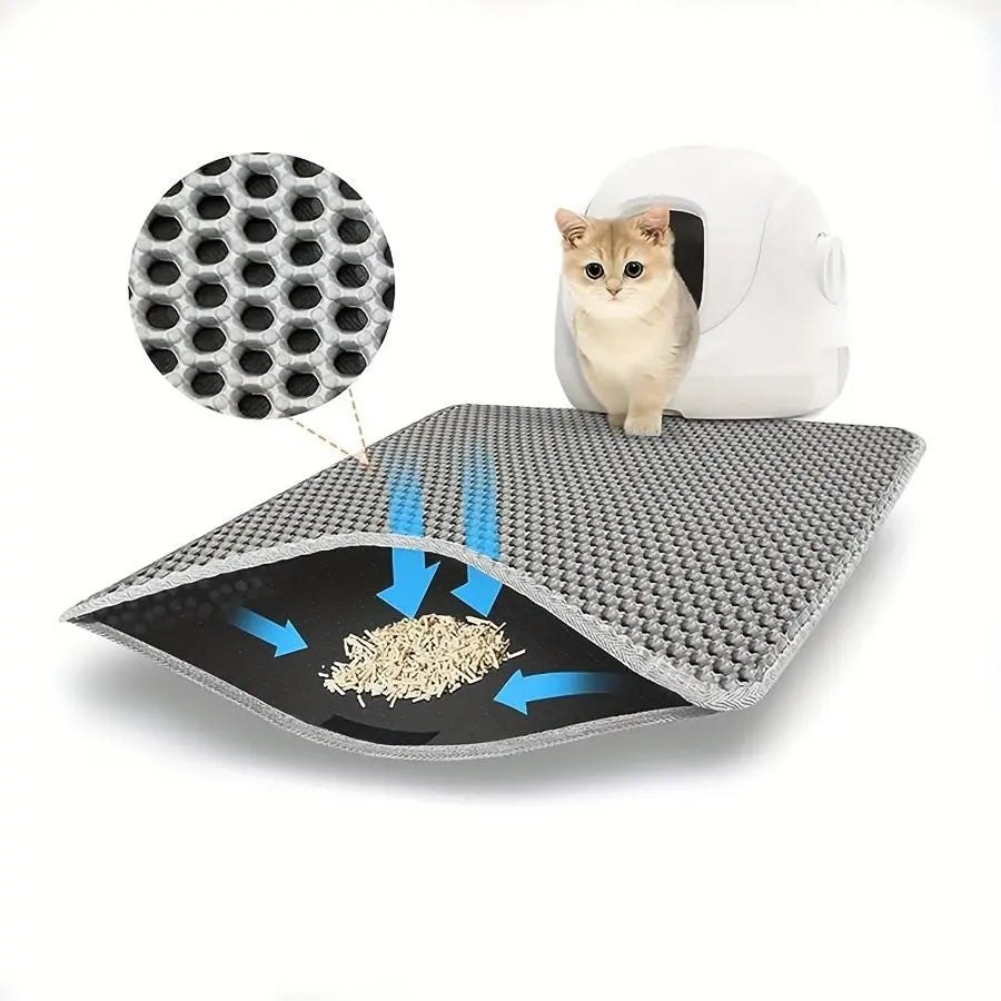 Cat Litter Mat Double Layer Waterproof Urine Proof Trapping Mat Small Cat Litter Box Mat (Gray, 30x30 Inch of 1) Wholesale Hub